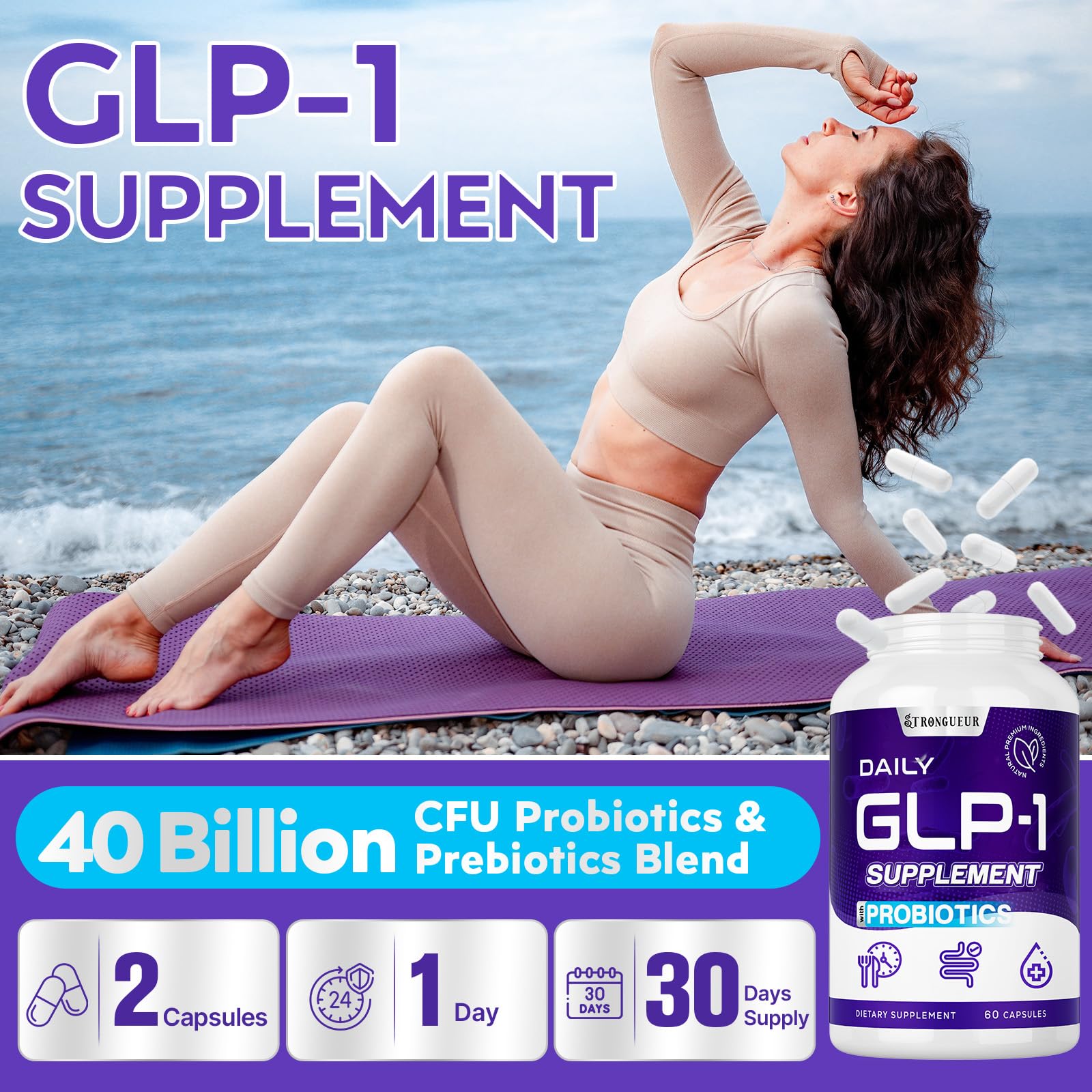 Strongueur GLP-1: capsules veganes à base d'ingrédients naturels.
