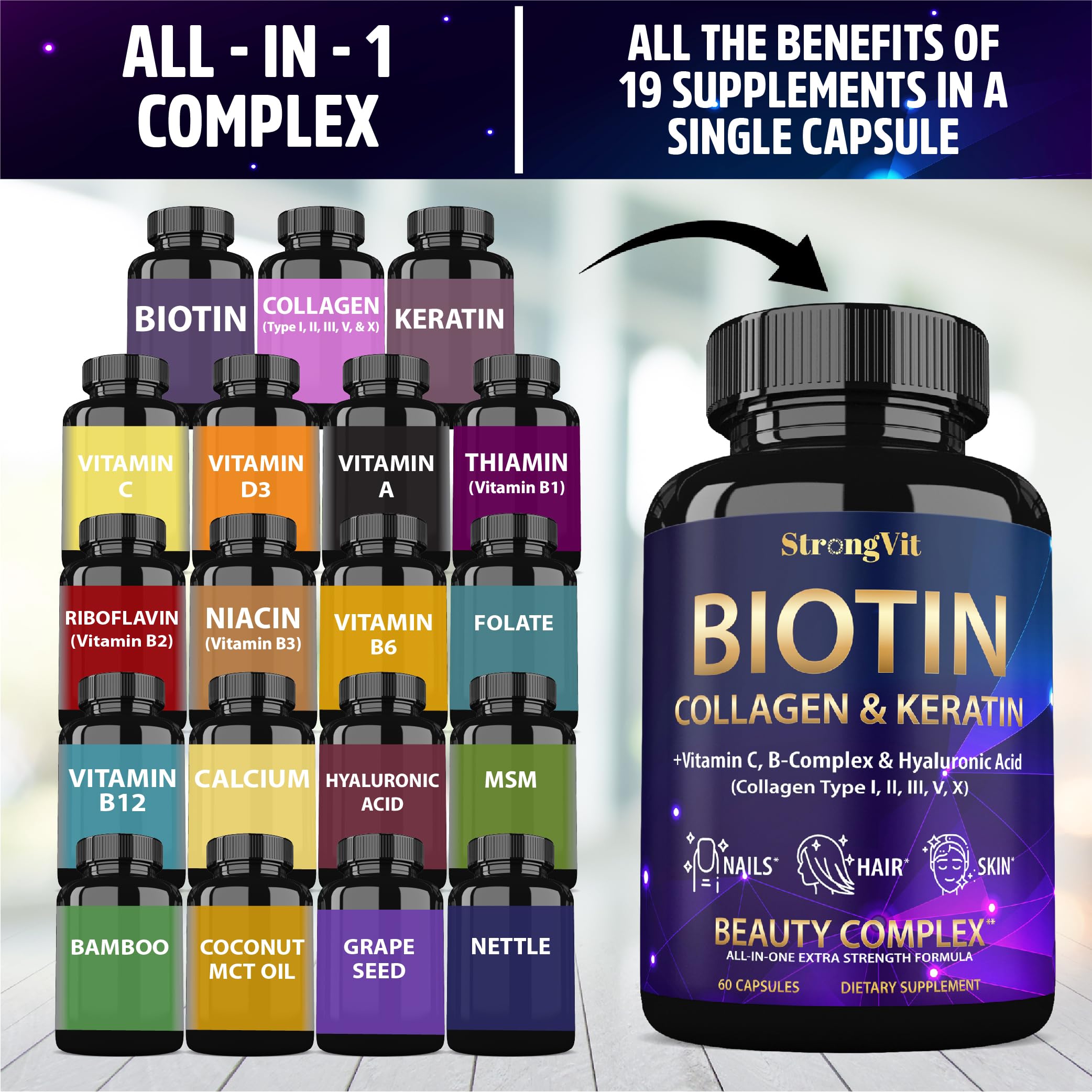 StrongVit action beauté – formulation sans OGM ni gluten.