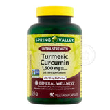 Bouteille STS Home Spring Valley Curcuma avec étiquette lisible, informations claires sur le dosage.