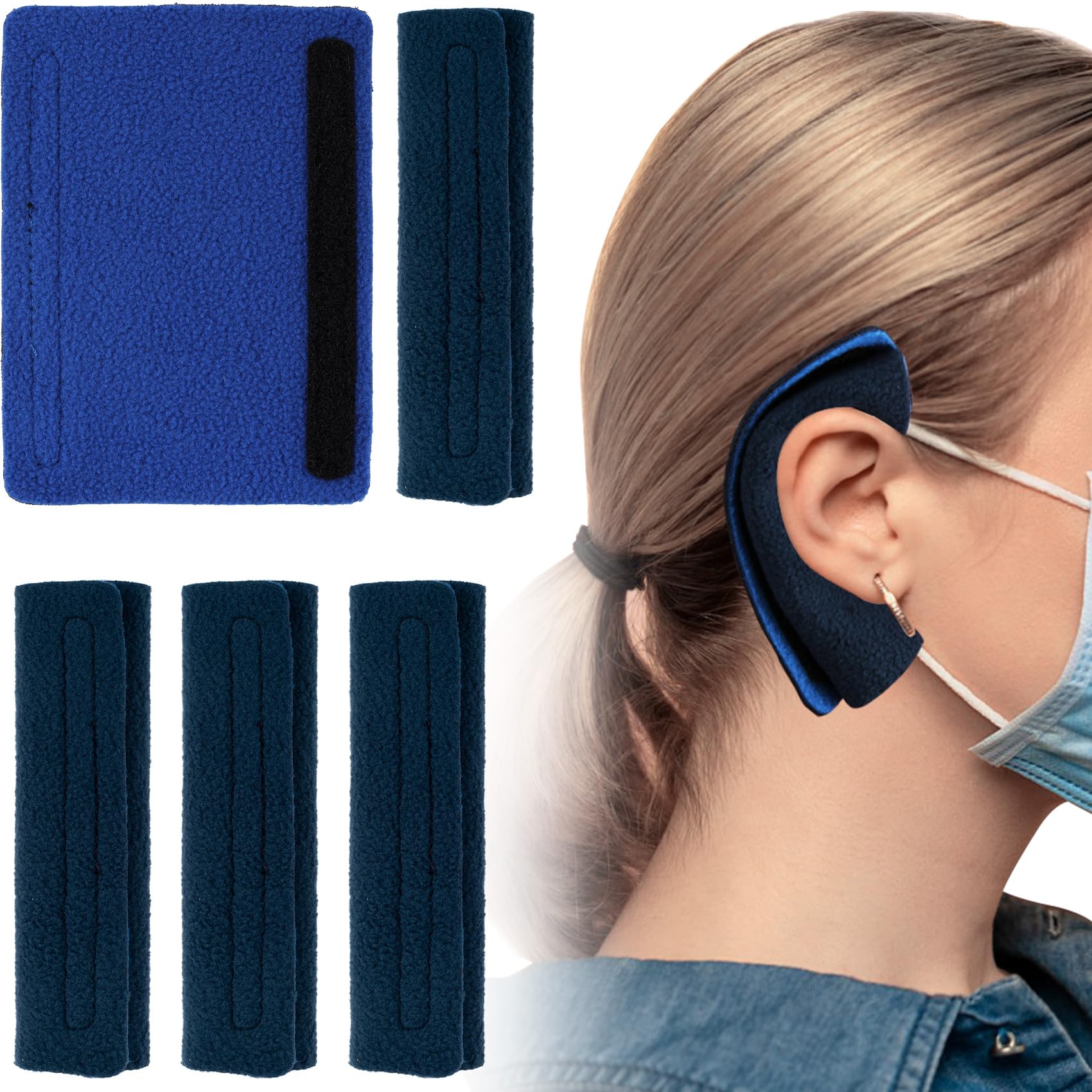 Coussinets STSTR pour canule nasale bleue, ensemble, réduisent pression et frottements.
