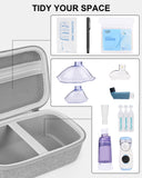 Intérieur du boîtier stukcaze – rangement organisé pour inhalateur et accessoires.