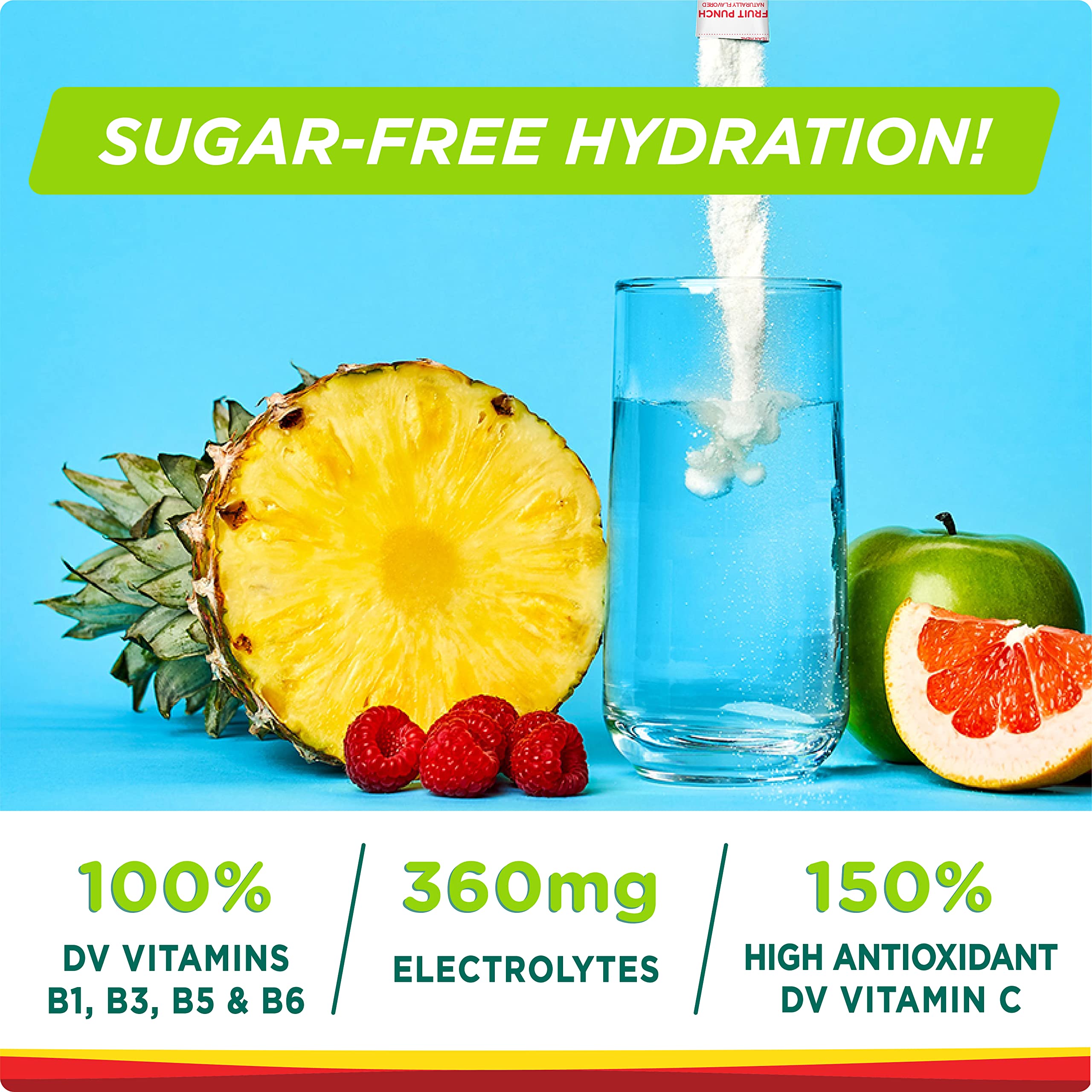 Stur Électrolytes Poudre Sans Sucre, Fruit Punch, parfait pour rester hydraté sans calories