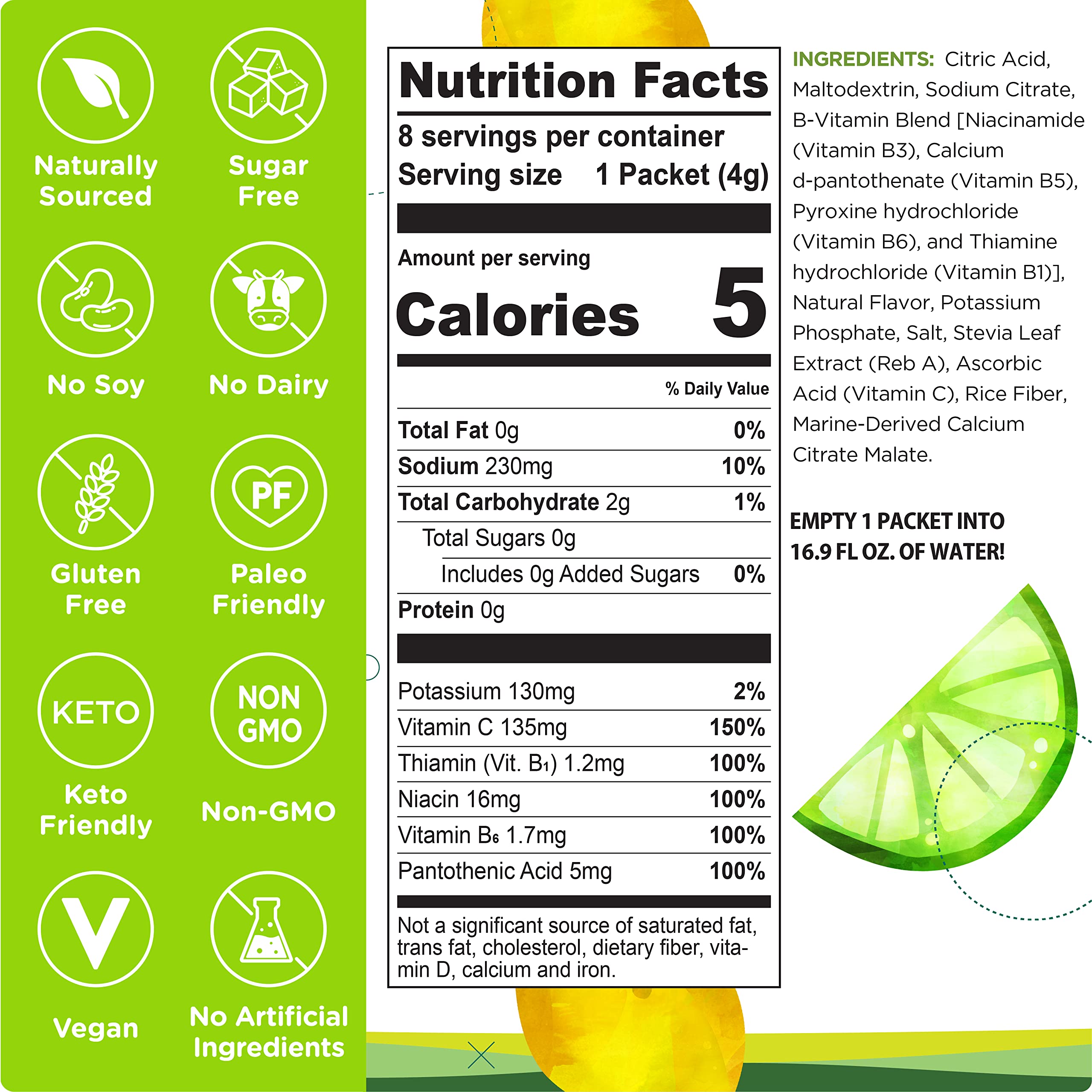Stur Électrolytes Poudre valeurs-nutritionnelles, antioxydants et vitamines B.