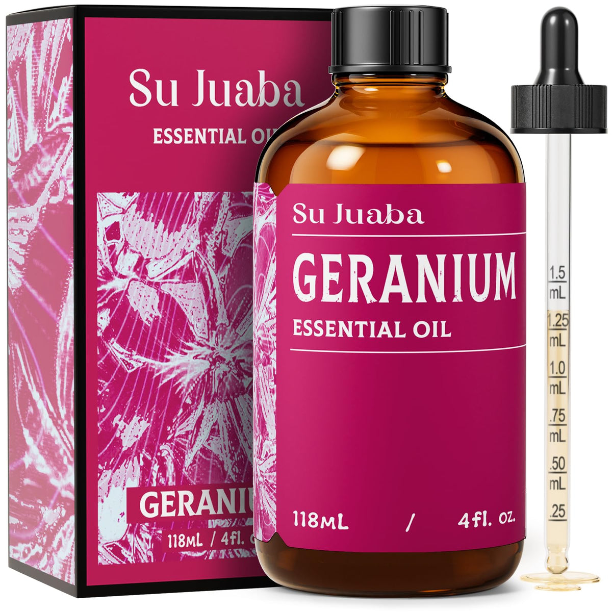 SU JUABA Géranium – bouteille ambrée prête pour diffusion aromatique