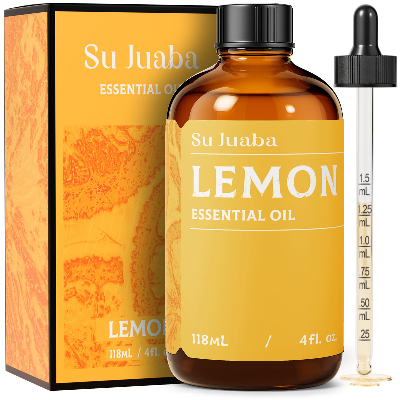 SU JUABA huile citron, bouteille ambre protège l’arôme pour diffusion durable.