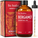 SU JUABA huile essentielle bergamote – Bouteille en verre ambré pour diffusion aromatique.