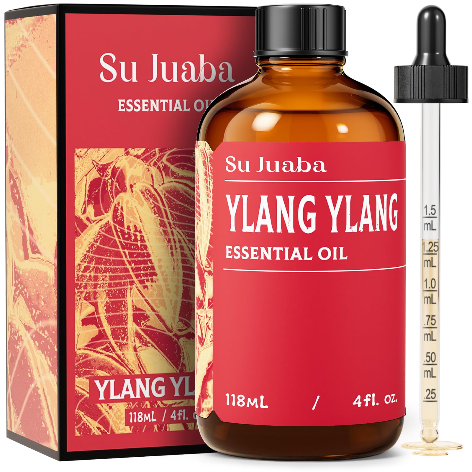 SU JUABA Ylang-Ylang en flacon ambré, arôme apaisant et durable.