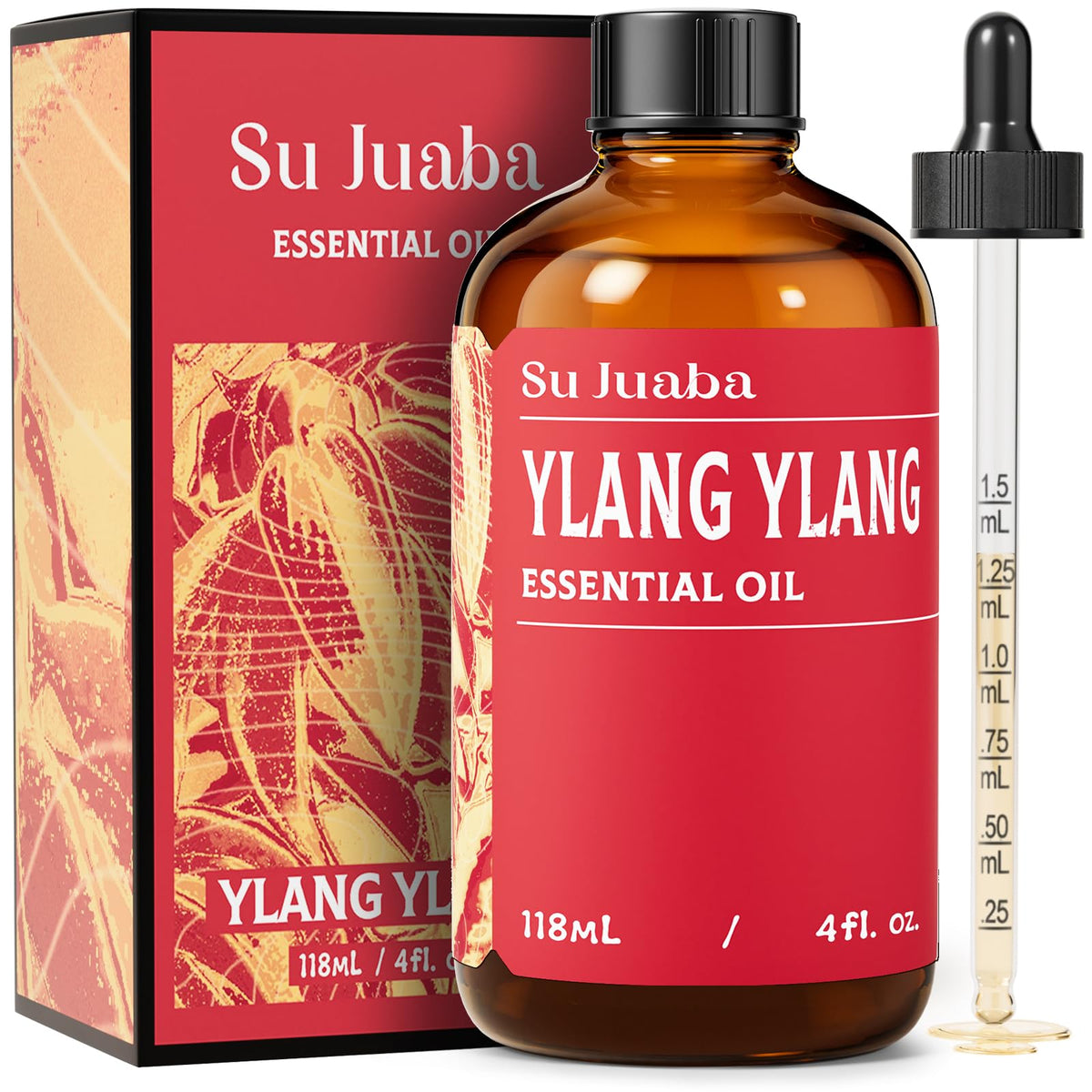 SU JUABA Ylang-Ylang en flacon ambré, arôme apaisant et durable.