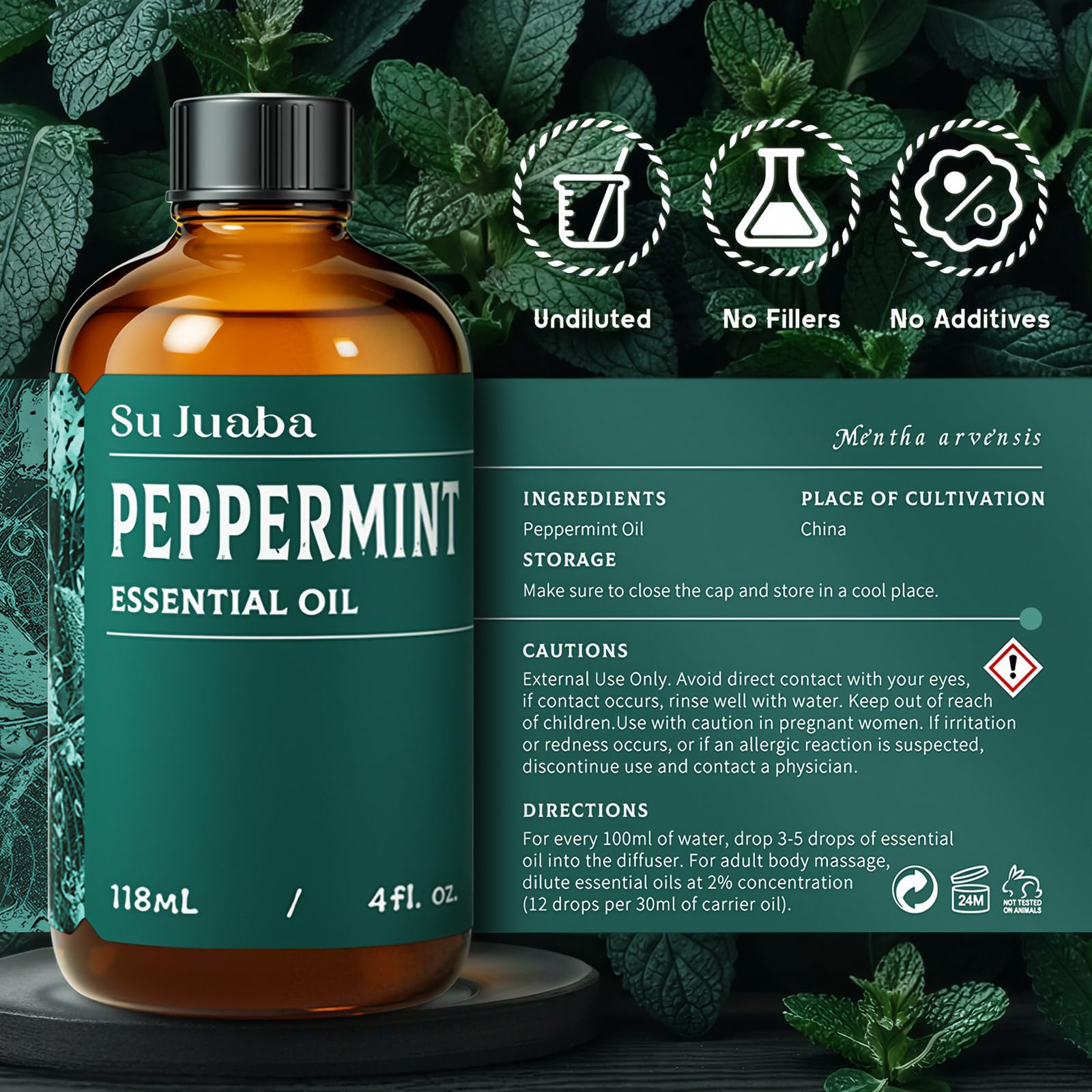 SU JUABA huile menthe poivrée pour bricolage maison et cosmétiques.