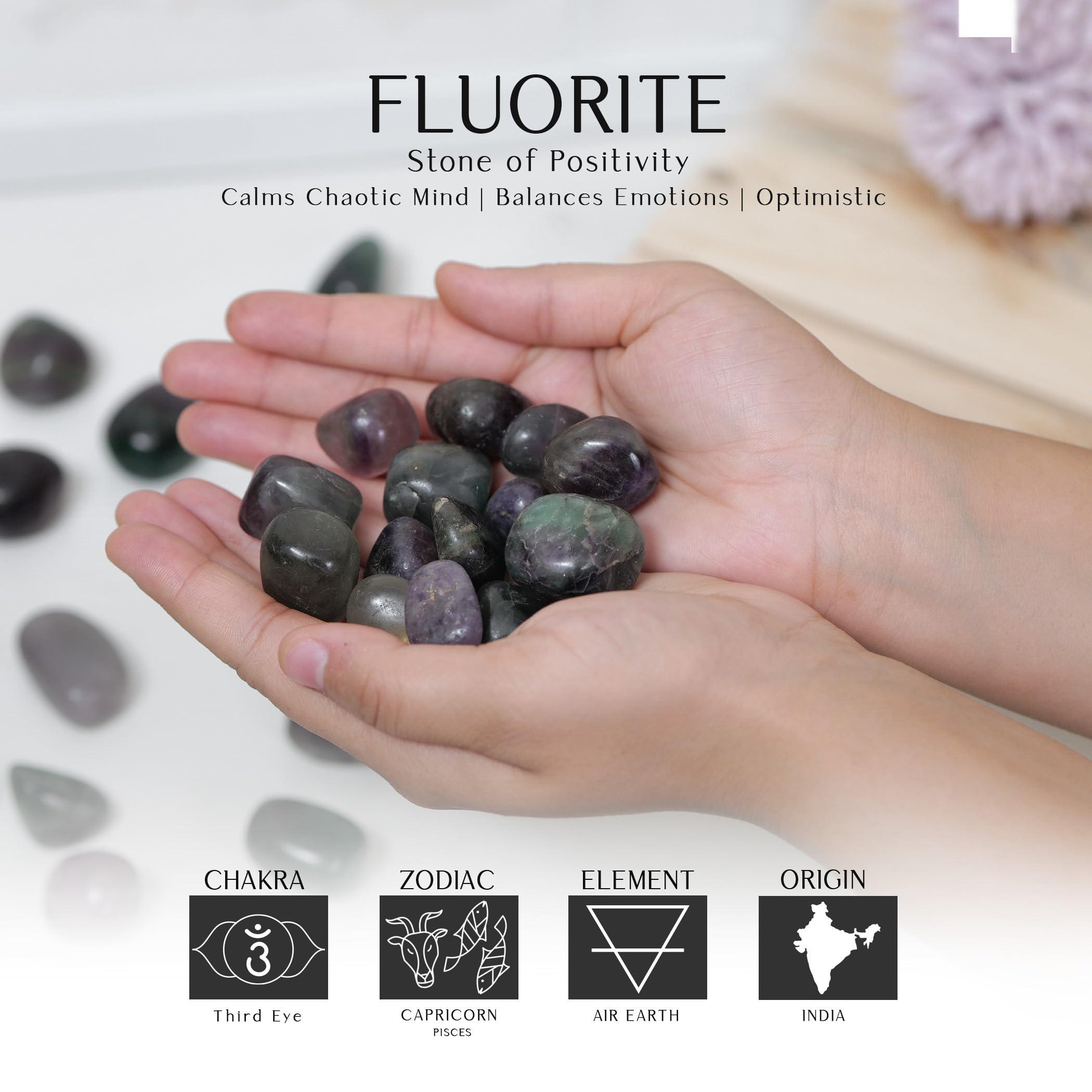 SUBSH Fluorite multi : cristaux polis favorisant méditation et clarté.