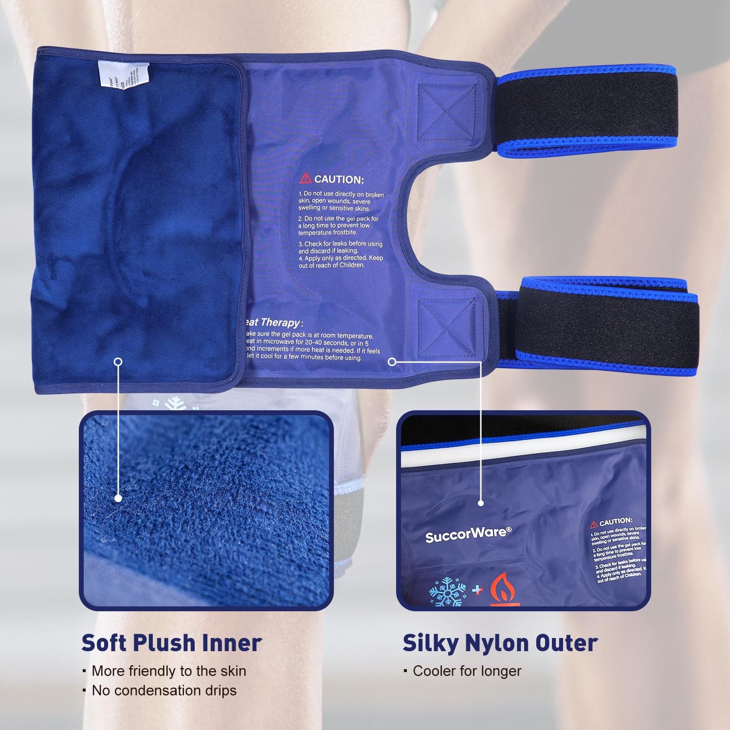 SuccorWare compresse gel reutilisable utilise froid ou chaud pour douleurs.