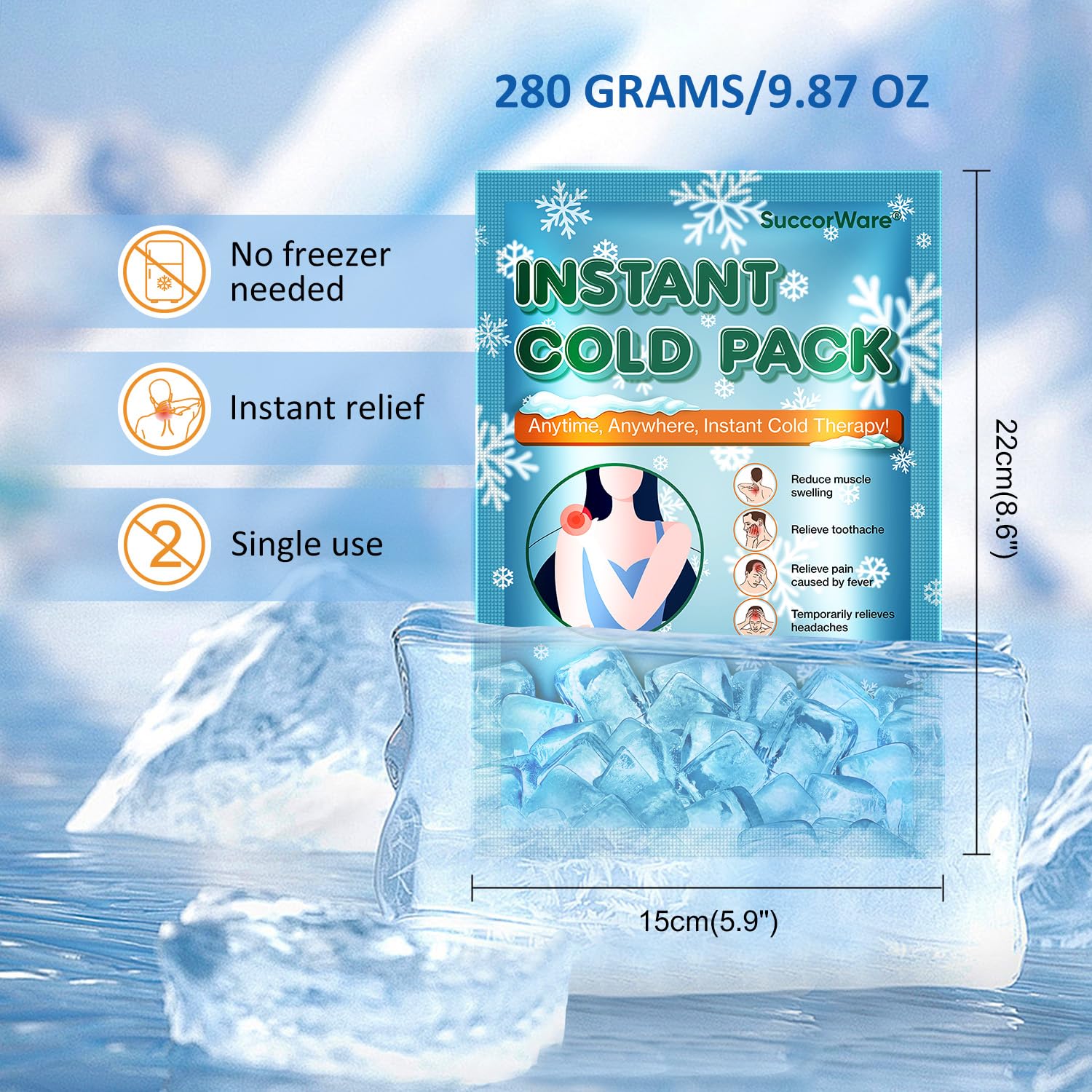Emballage SuccorWare de 25 sachets froids individuels, recharge pratique.