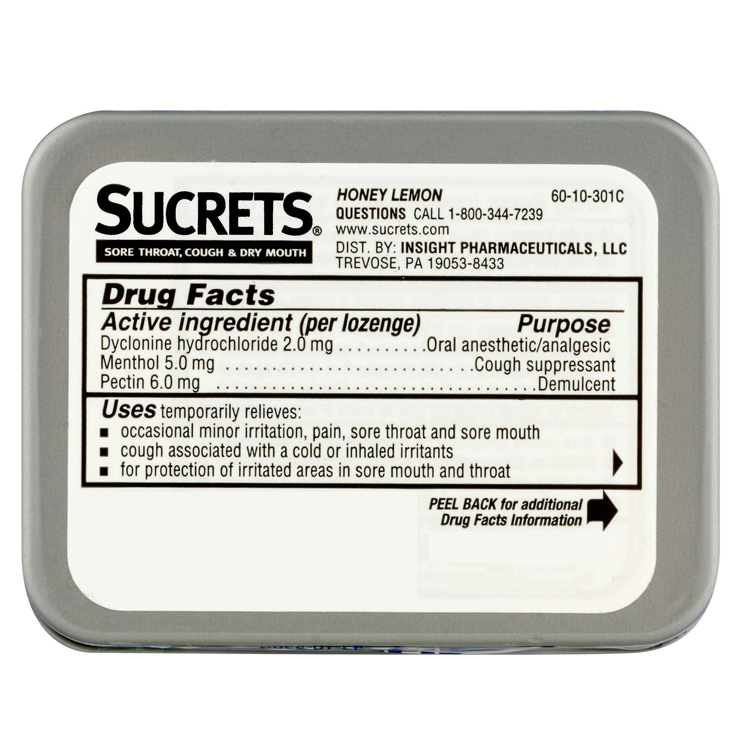 Ingrédients dyclonine, menthol et pectine apportent un soulagement ciblé.