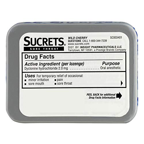 Contenu 18 pastilles par boîte Sucrets dans le format portable.