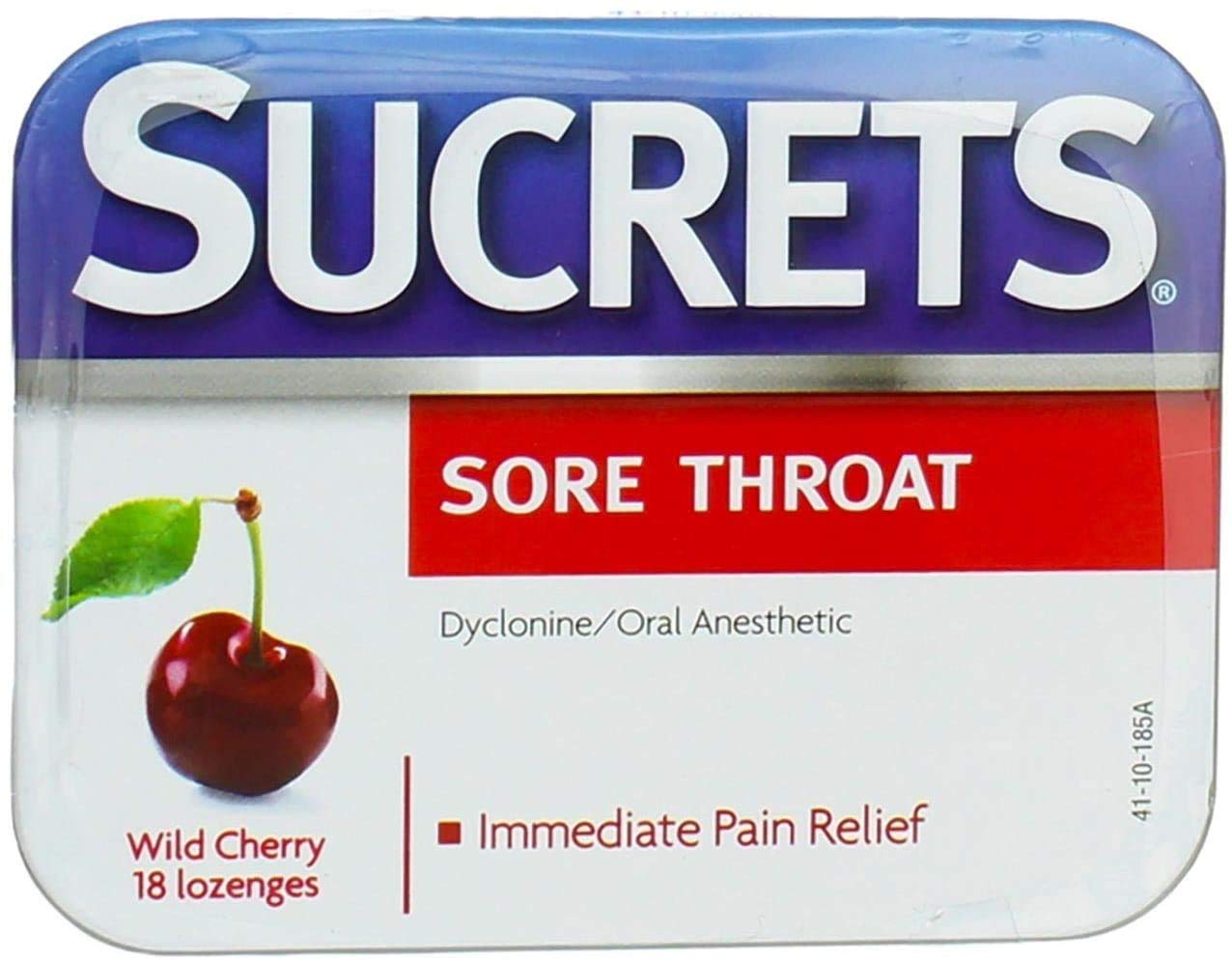 Gros plan sur les pastilles Sucrets cerise sauvage, relief lisse et arôme fruité.