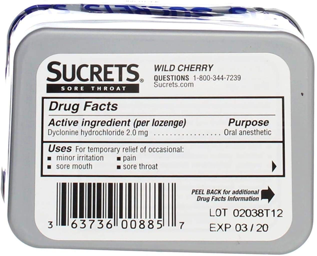 Utilisation quotidienne des pastilles Sucrets cerise sauvage pour apaiser gorge.