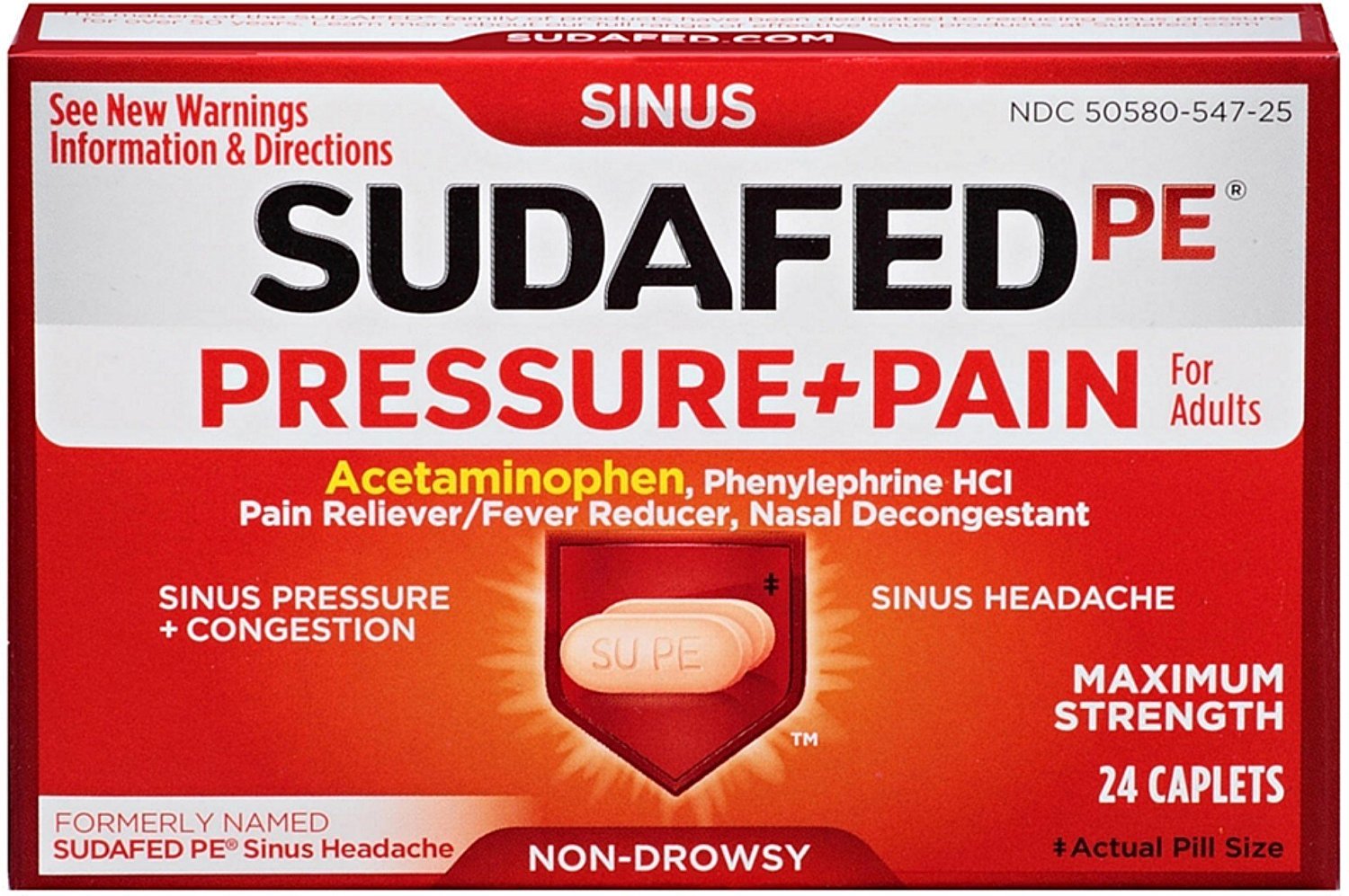 Sudafed PE Caplets – pression-douleur: caplets faciles à avaler soutiennent le confort quotidien.