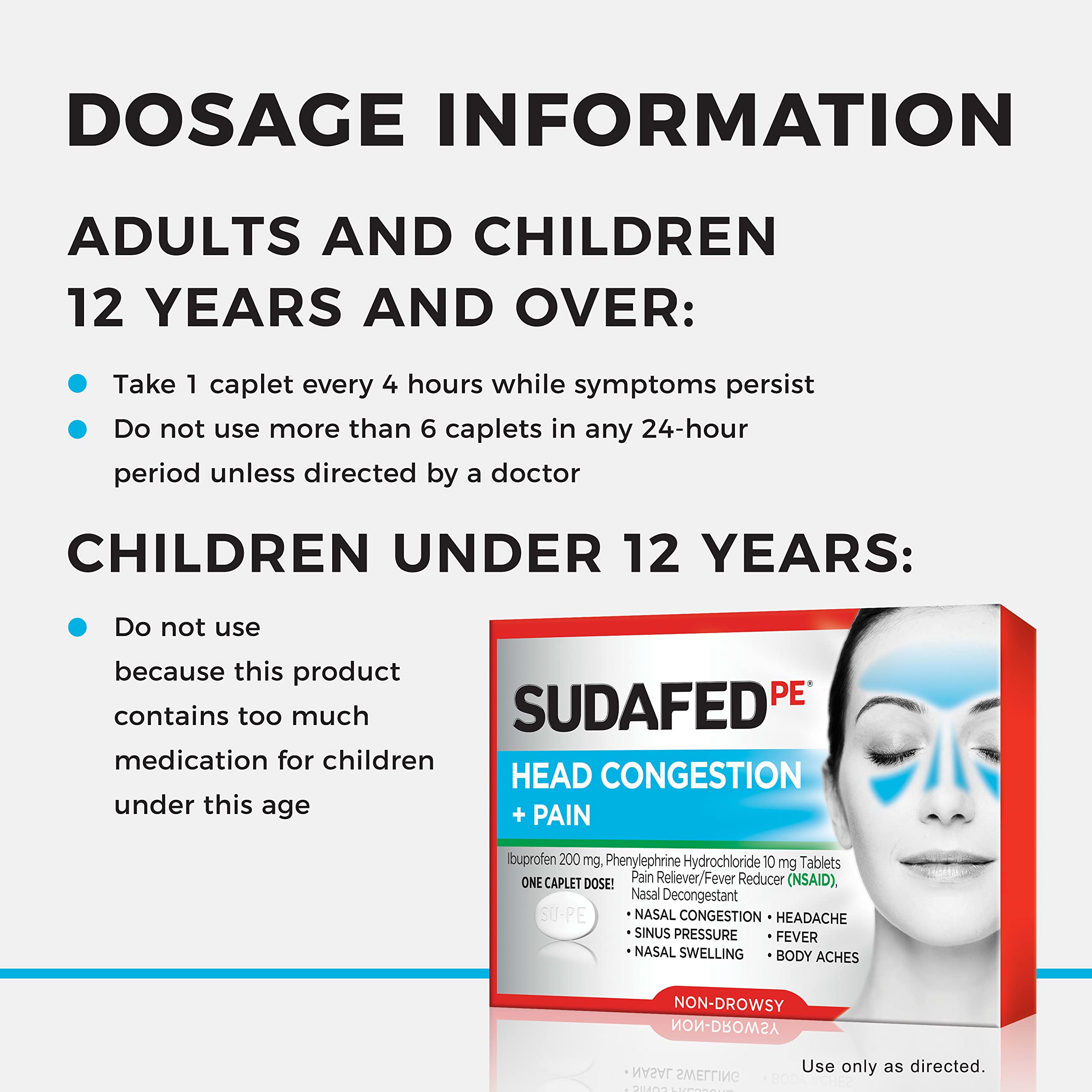 Boîte Sudafed PE 20 comprimés enrobés prête à l'emploi.