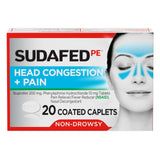 Sudafed PE comprimés enrobés dans une bouteille, respiration plus libre.