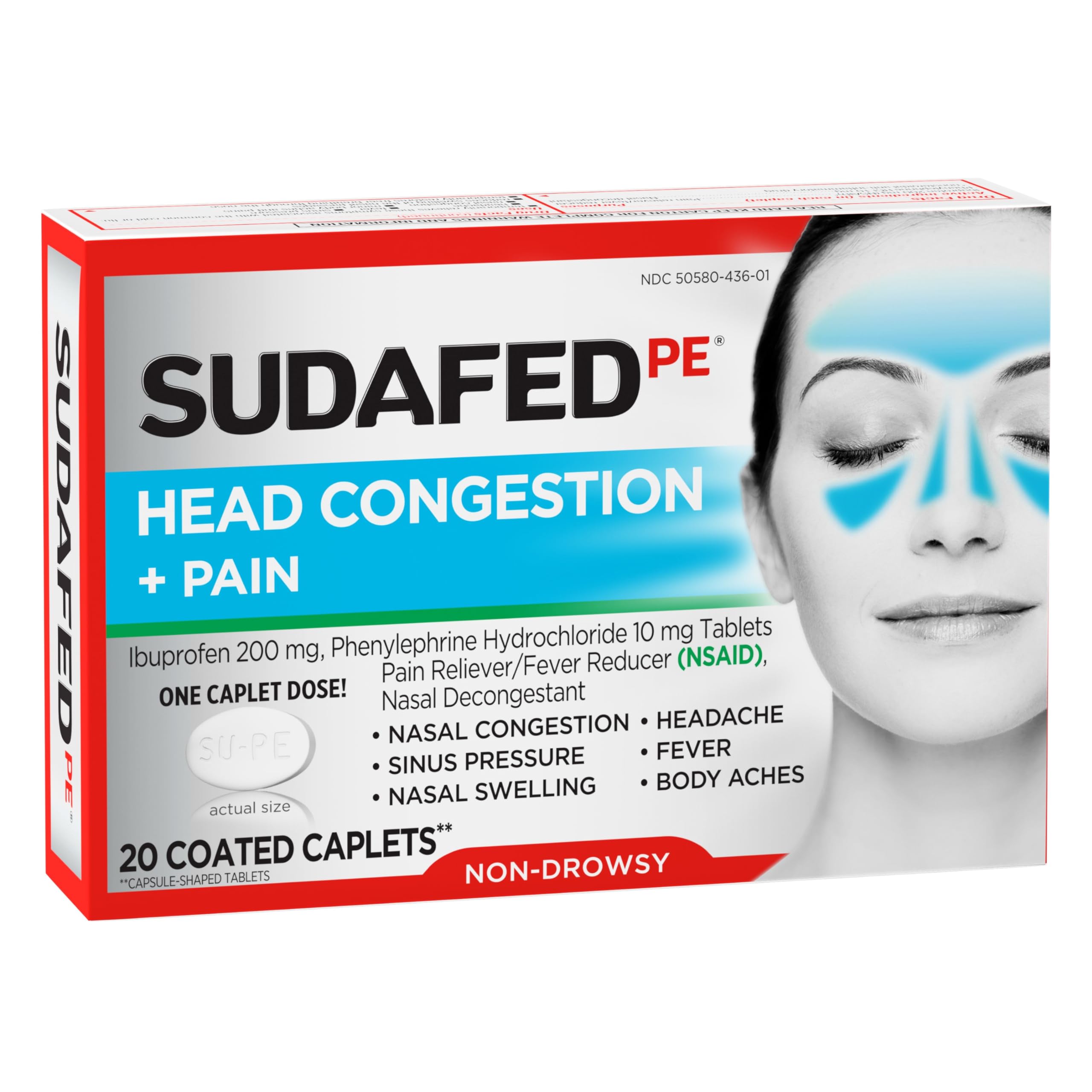 Utilisation rapide Sudafed PE : comprimés enrobés pour respiration facilitée.