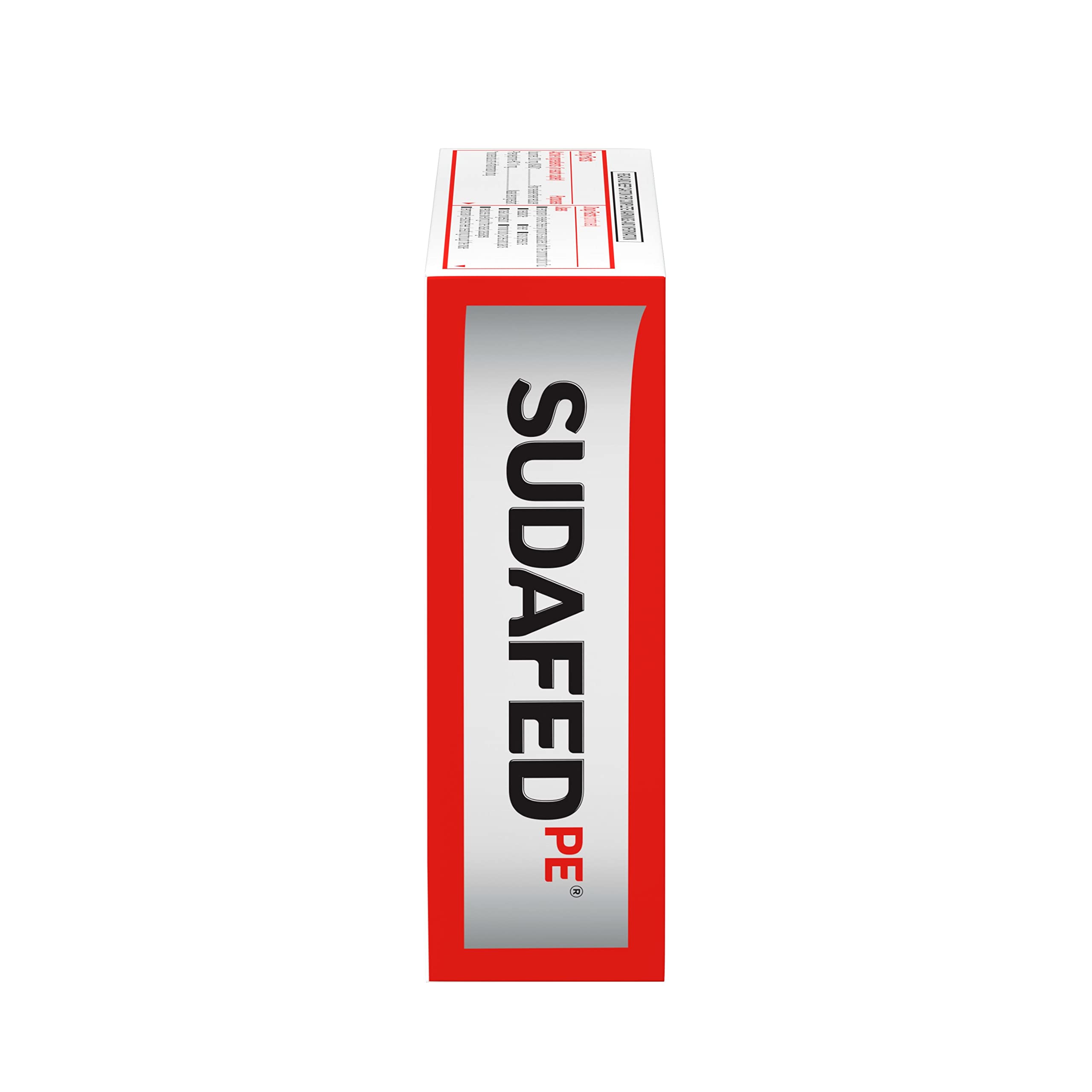 Récapitulatif de dosage Sudafed PE sur l'emballage.