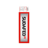 Récapitulatif de dosage Sudafed PE sur l'emballage.
