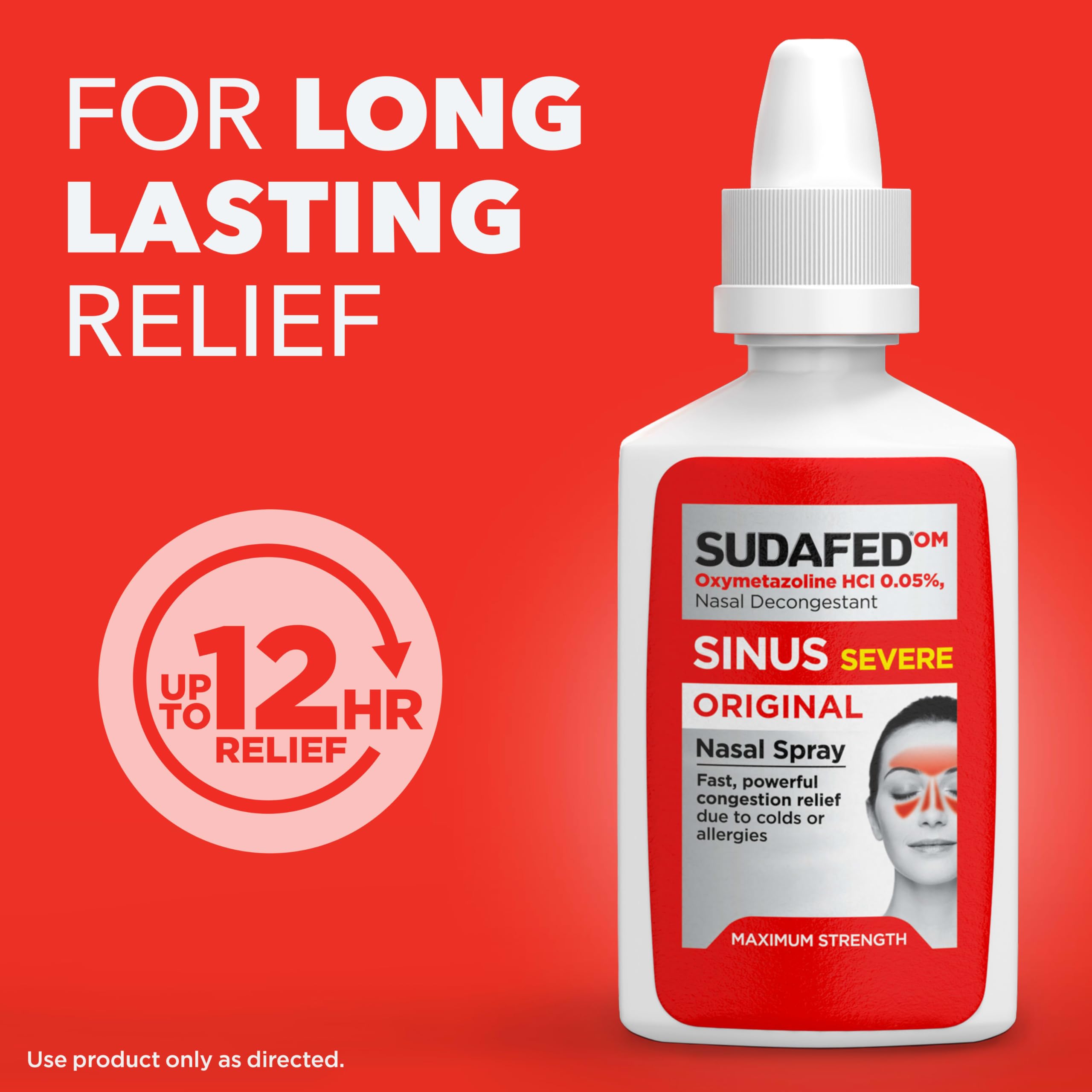 Sudafed Sinus Severe, buse de pulvérisation précise pour une dose ciblée.