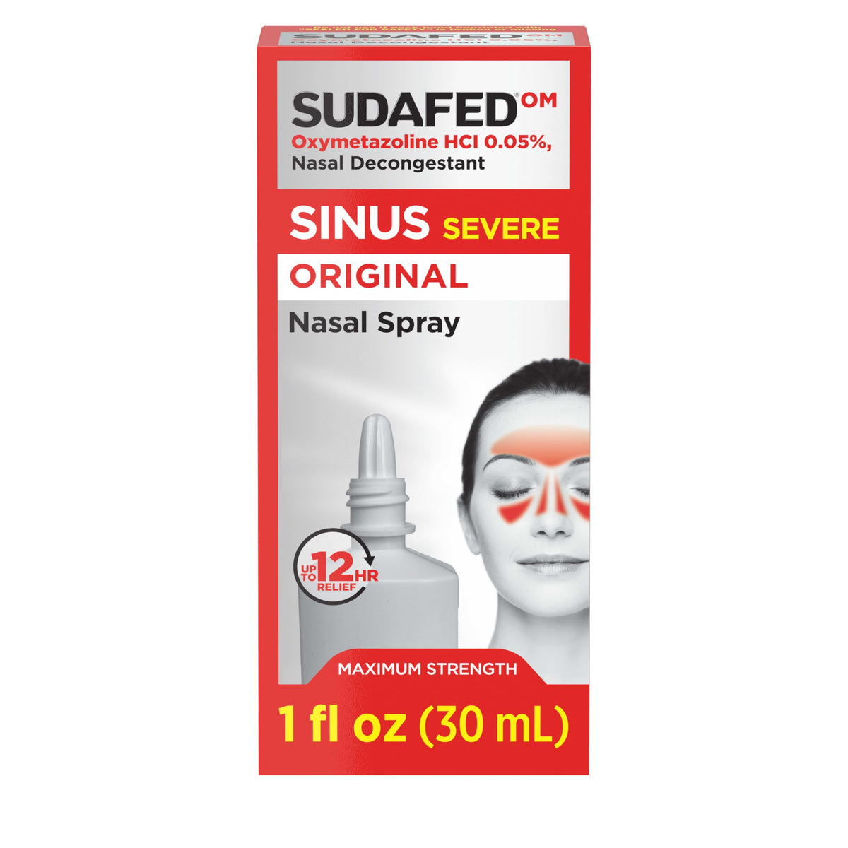 Sudafed Sinus Severe, flacon-pulvérisateur, soulage rapidement la congestion nasale.