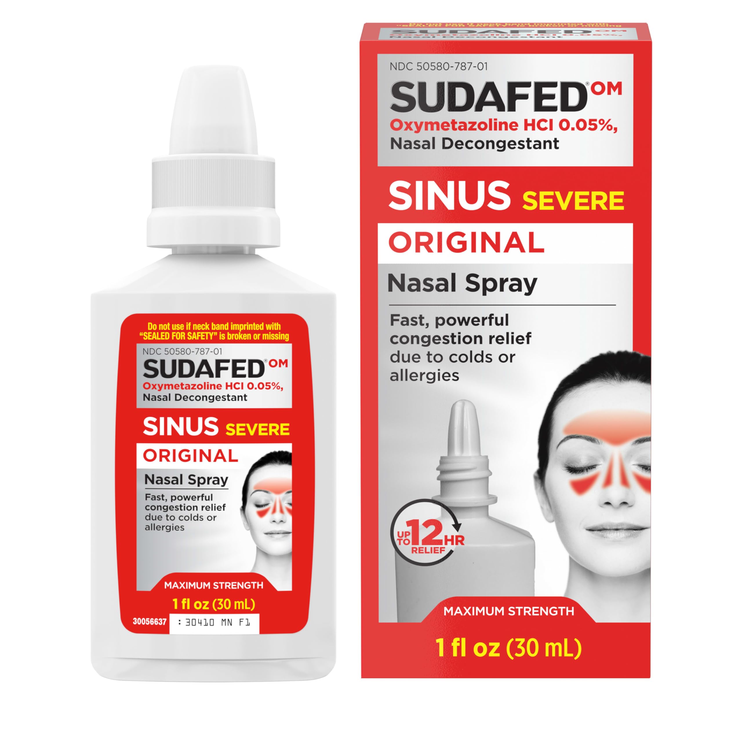 Sudafed Sinus Severe, relief nasal rapide, utilisé pour dégager les voies nasales.
