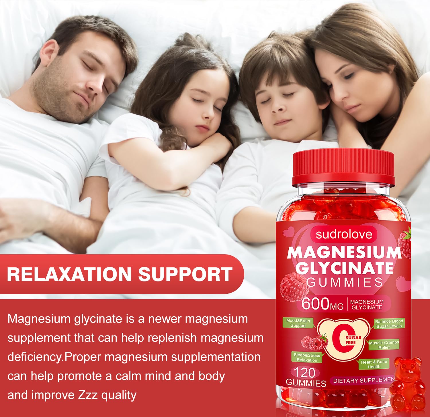 Sudrolove gommes magnésium-framboise – complément quotidien pratique et sans sucre.