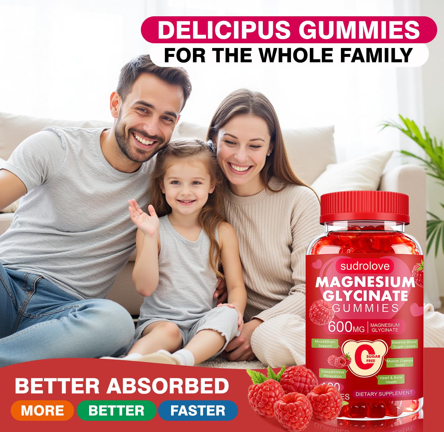 Sudrolove gommes magnésium-framboise – format pratique pour le soir et le calme.