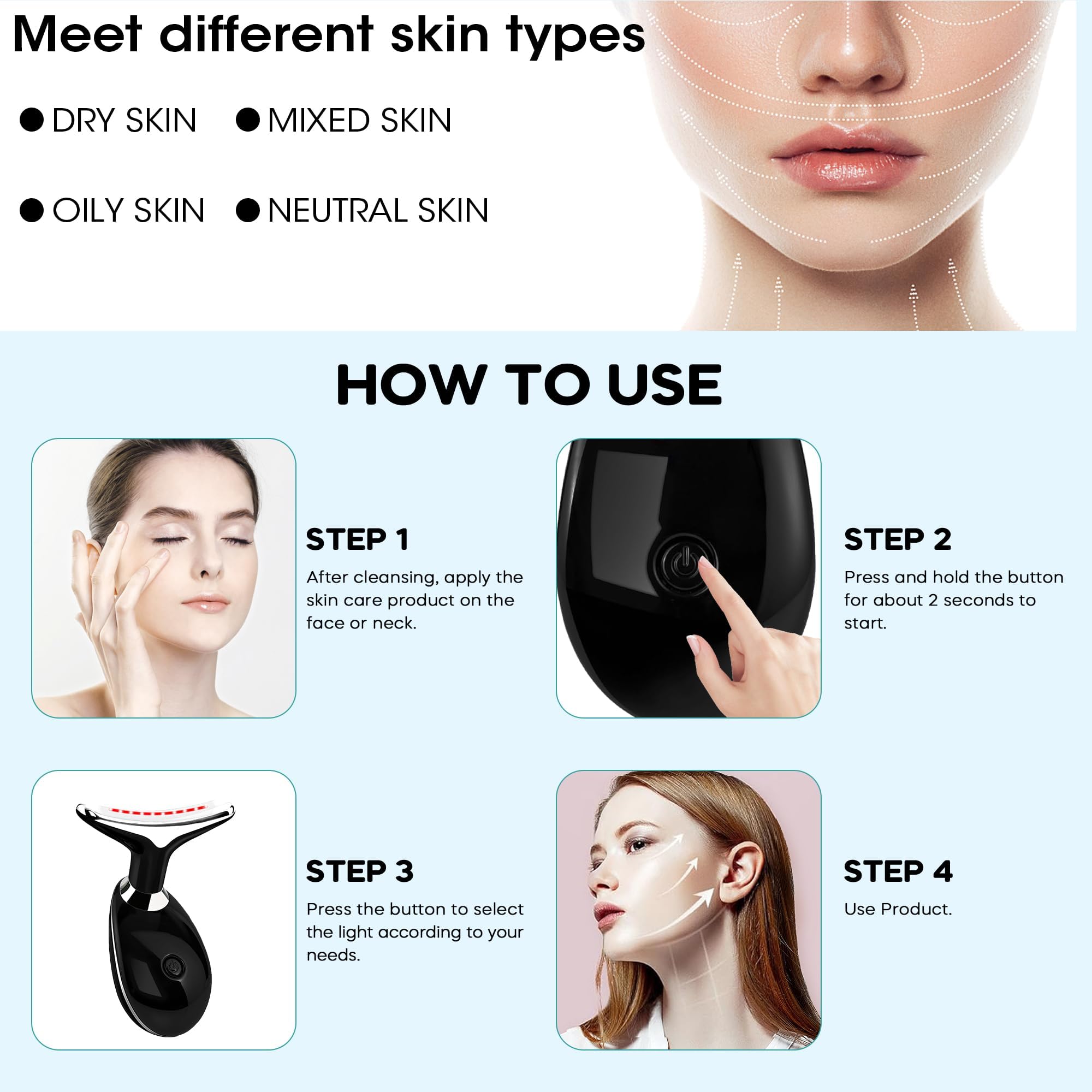 Suenohyu LED 7 couleurs pour le visage, soin à domicile.