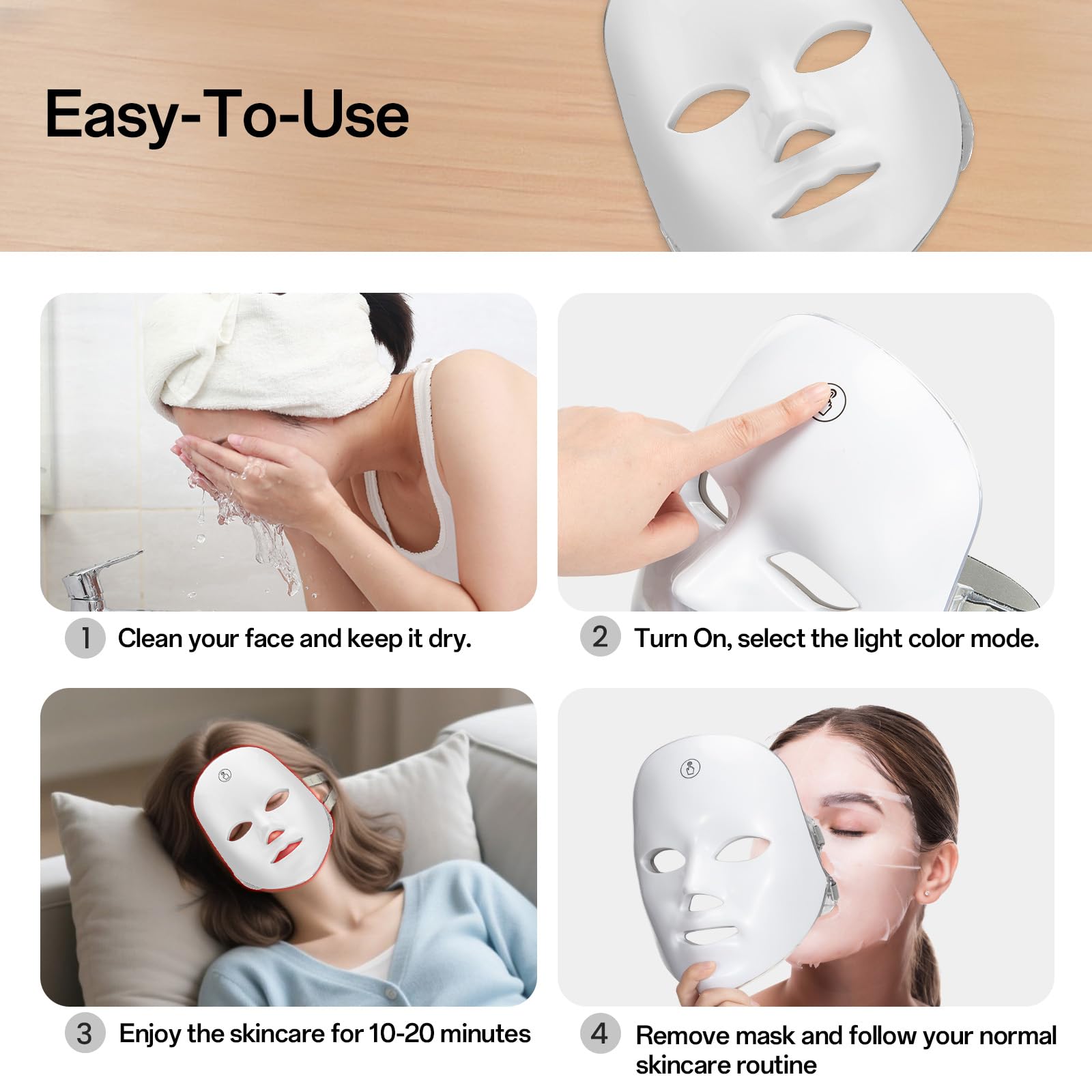 SUERBEATY masque rechargeable visuel pour usage domestique quotidien.