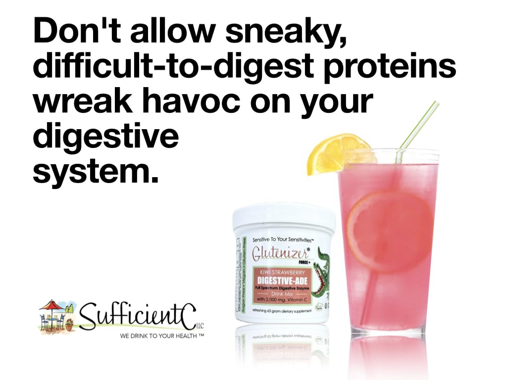 Sufficient-C Glutenizer Force Plus Kiwi-Fraise, emballage mettant en avant 2000 mg de vitamine C.