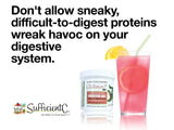 Sufficient-C Glutenizer Force Plus Kiwi-Fraise, emballage mettant en avant 2000 mg de vitamine C.