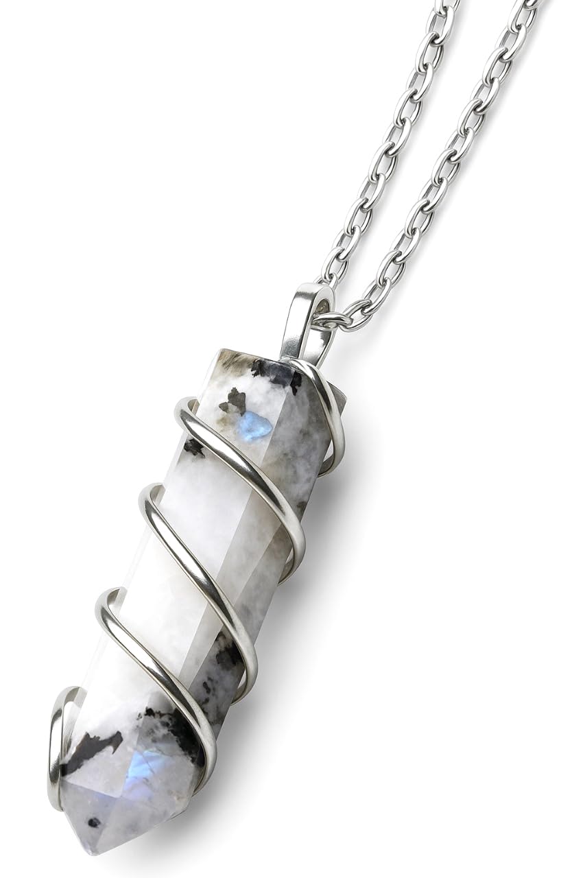 Collier Sugandha Wellness avec pierre lune arc-en-ciel, pour l'équilibre énergétique.
