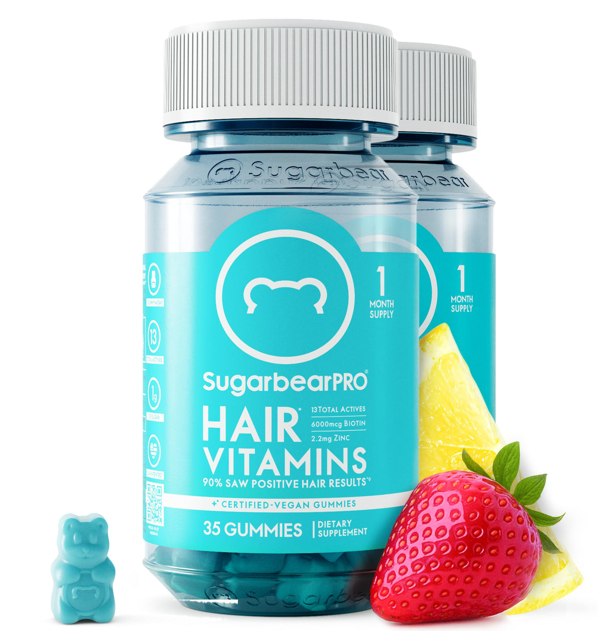 SugarBearHair gélifiés Biotine 6000mcg, soutien potentiel à la croissance des cheveux.