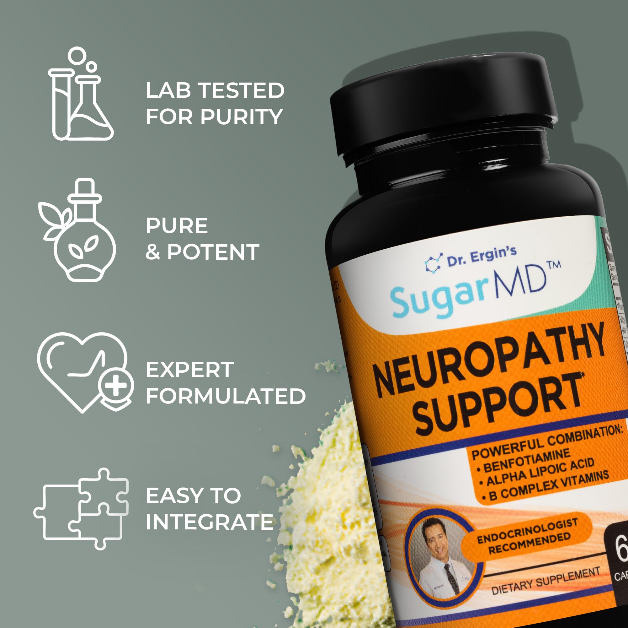 SugarMD Neuropathie – formule vegan sans allergènes adaptée à divers régimes.