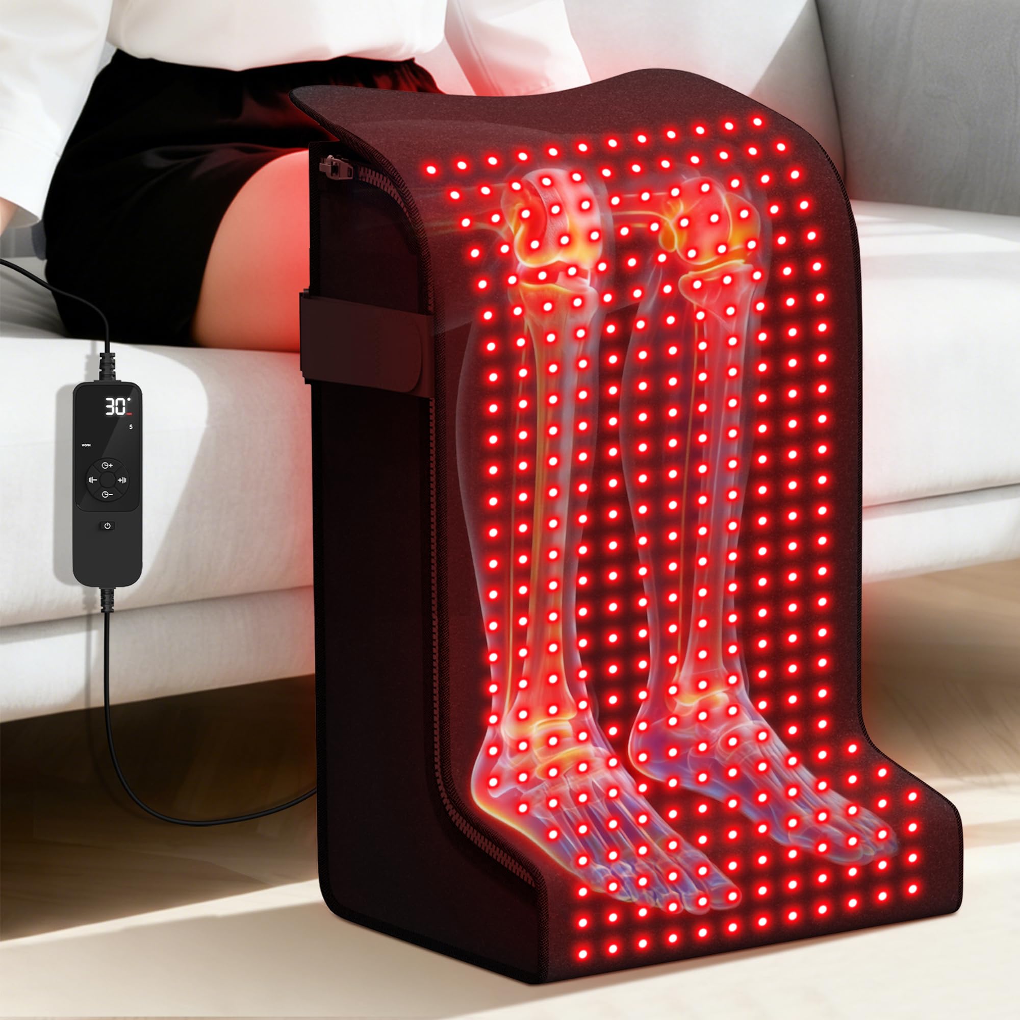 Suhzf: thérapie lumière rouge sur les pieds, relaxation et circulation.