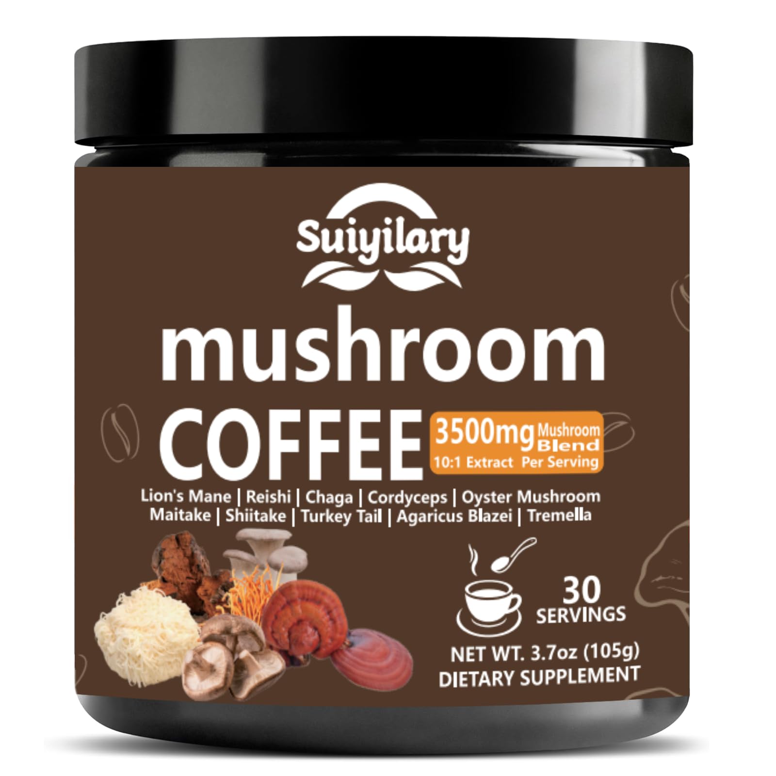 Suiyilary Café champignons Arabica : mélange aromatique stimulant concentration et clarté.