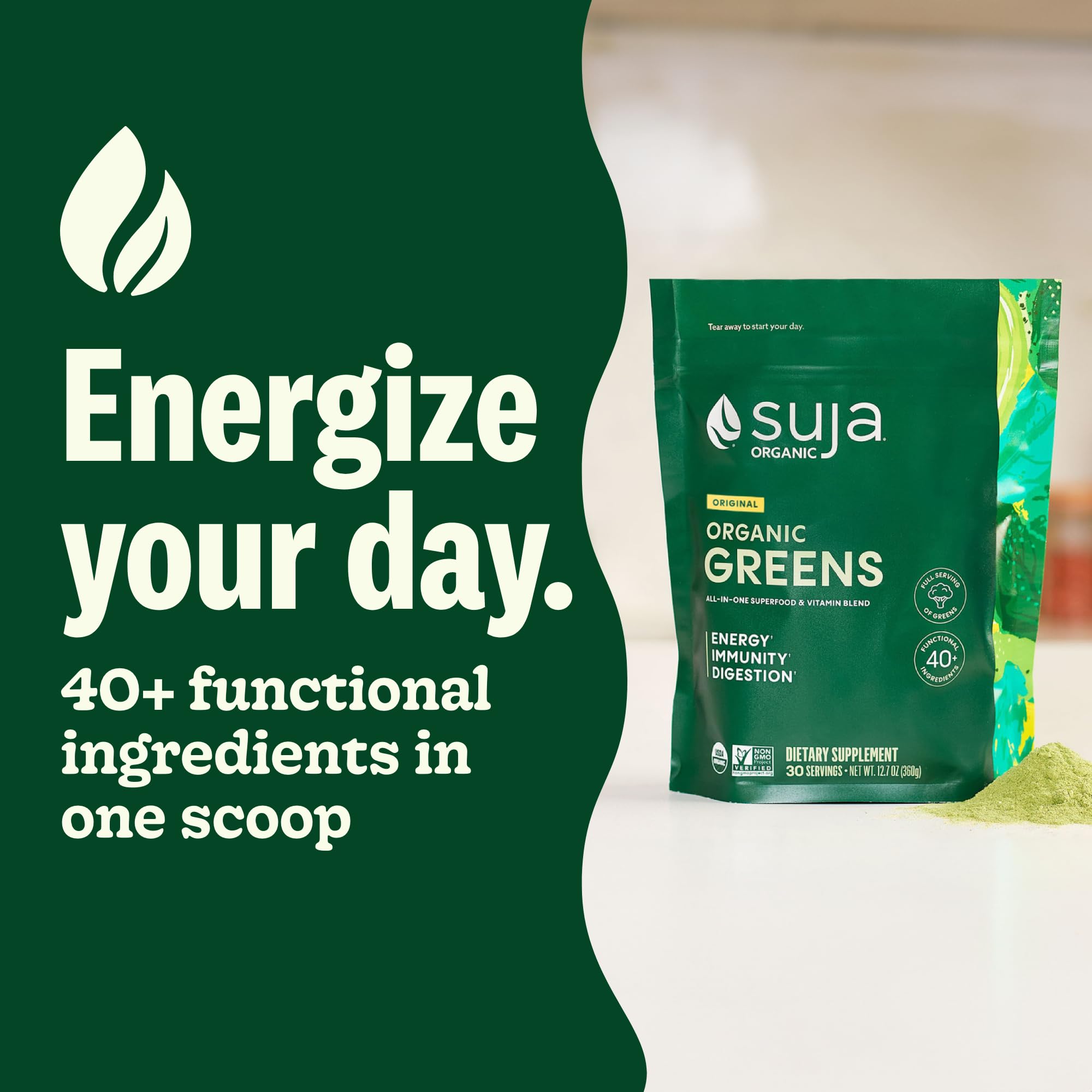 Doseur inclus pour demarrer rapidement votre smoothie matinal avec Suja.