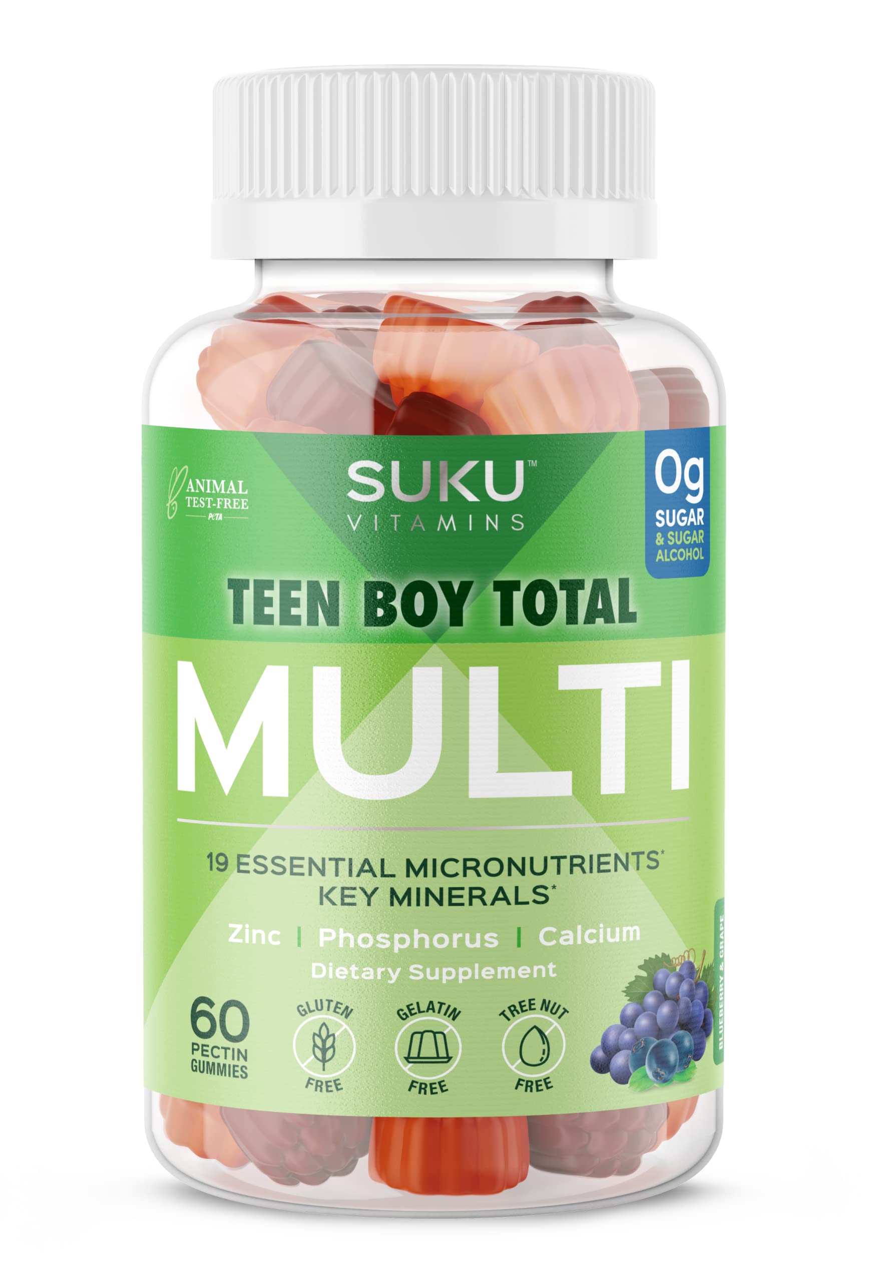 Gommes SUKU pour ado, emballage visible, source d'énergie naturelle et nutrition équilibrée.