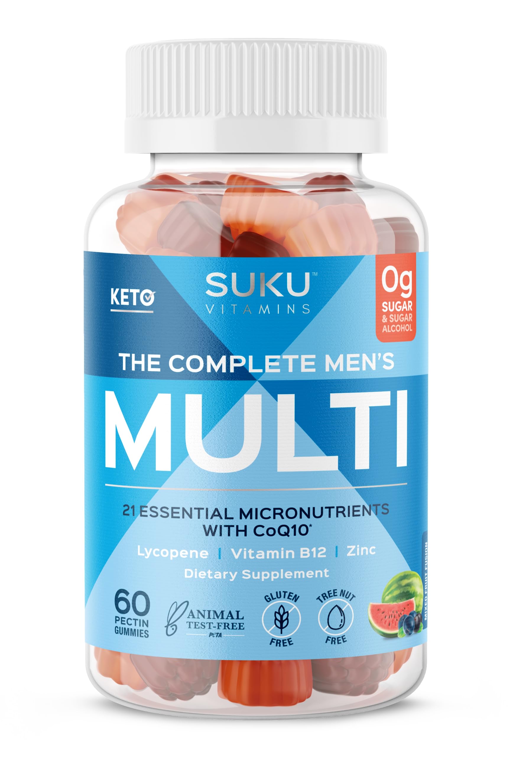 SUKU Gummies homme, bouteille 60, prise quotidienne pratique et savoureuse