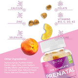 SUKU prénatales gummies ingrédients sans sucre et sans gluten.