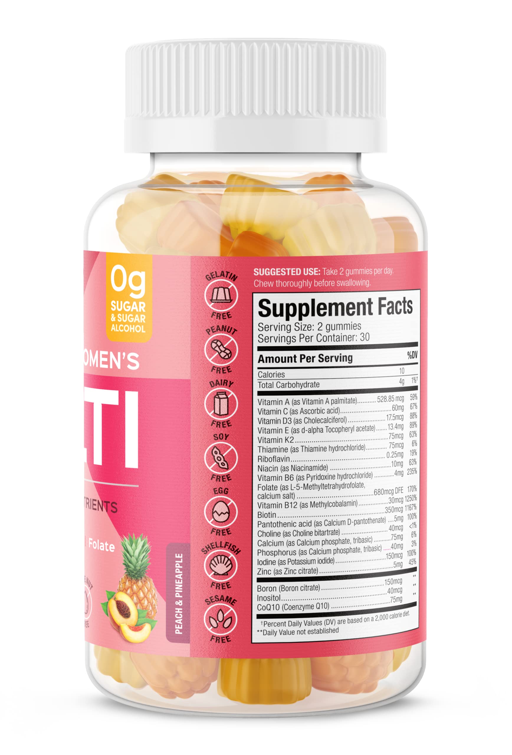 SUKU VITAMINS Complete Femmes – Gommes ananas pêche au goût fruité naturel