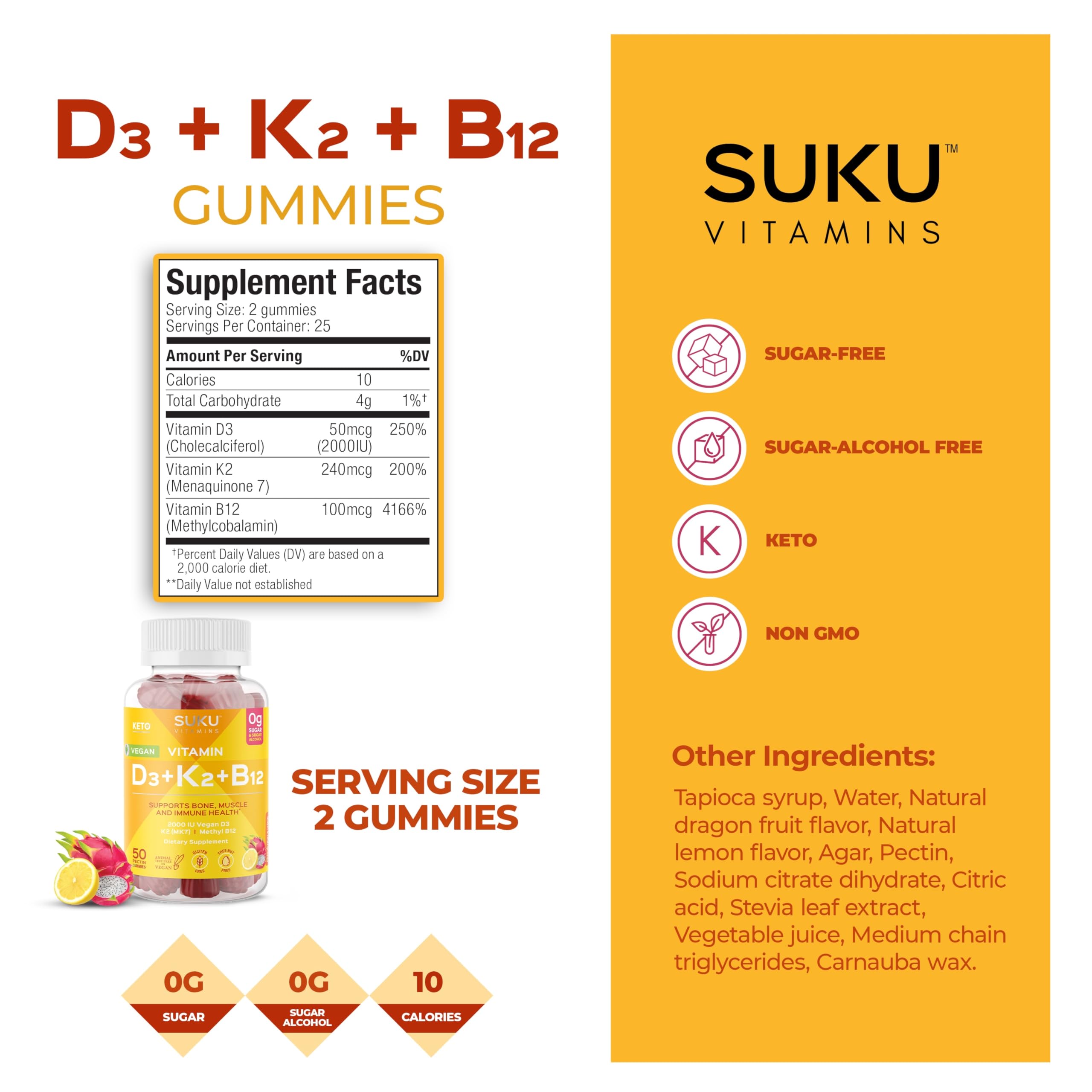 Étiquette SUKU indiquant l absence de sucre et d alcools de sucre