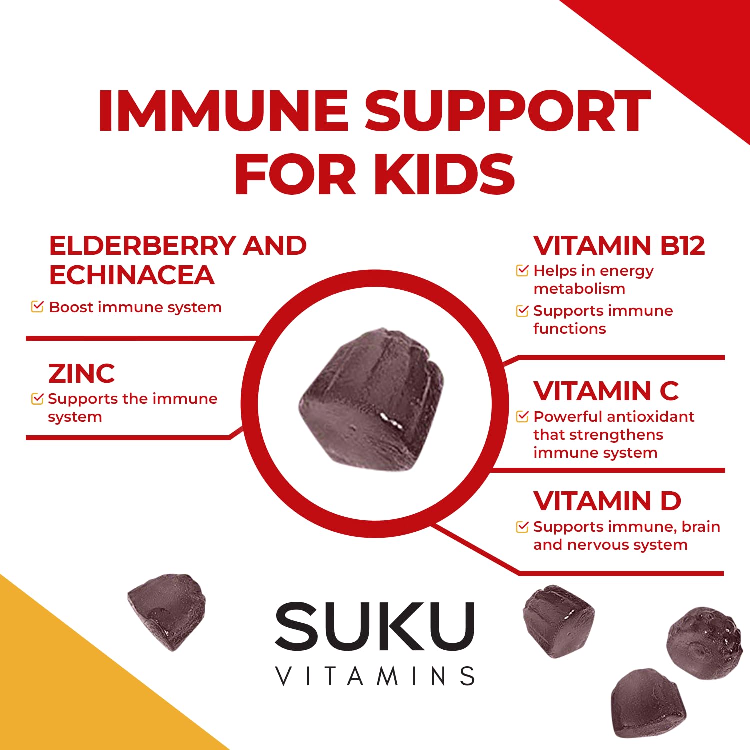 Gomme zinc SUKU, format pratique pour les jeunes gourmands.