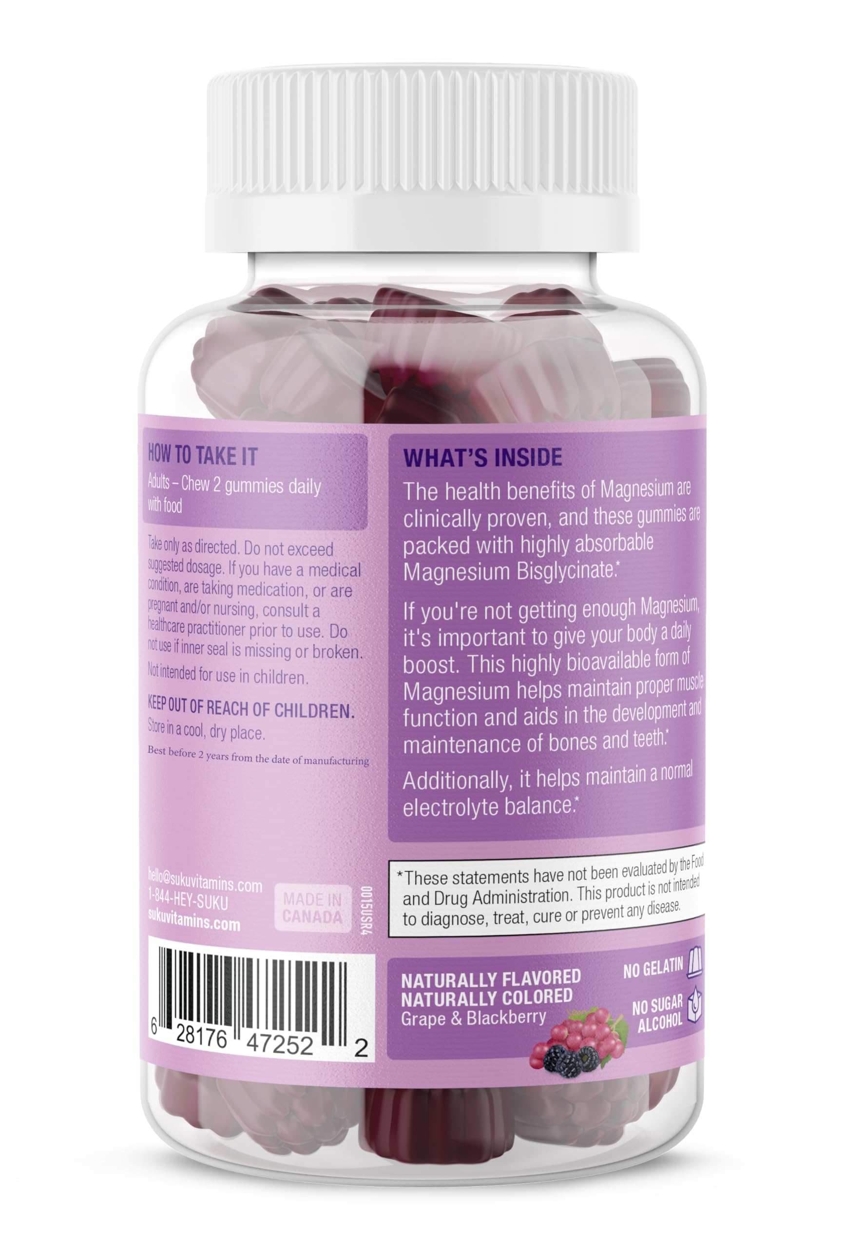 Gommes SUKU Vitamins, texture douce et facile à mâcher pour le quotidien.