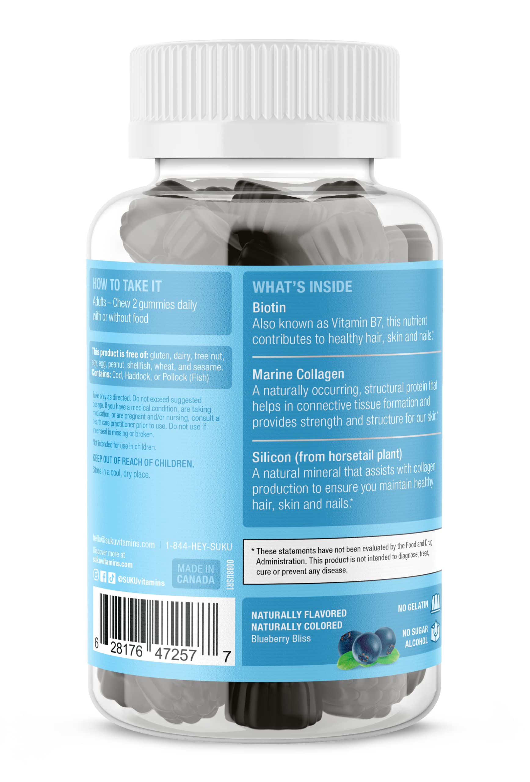 Gomme SUKU Luscious Hair en bouche, texture agréable pour routine beauté.