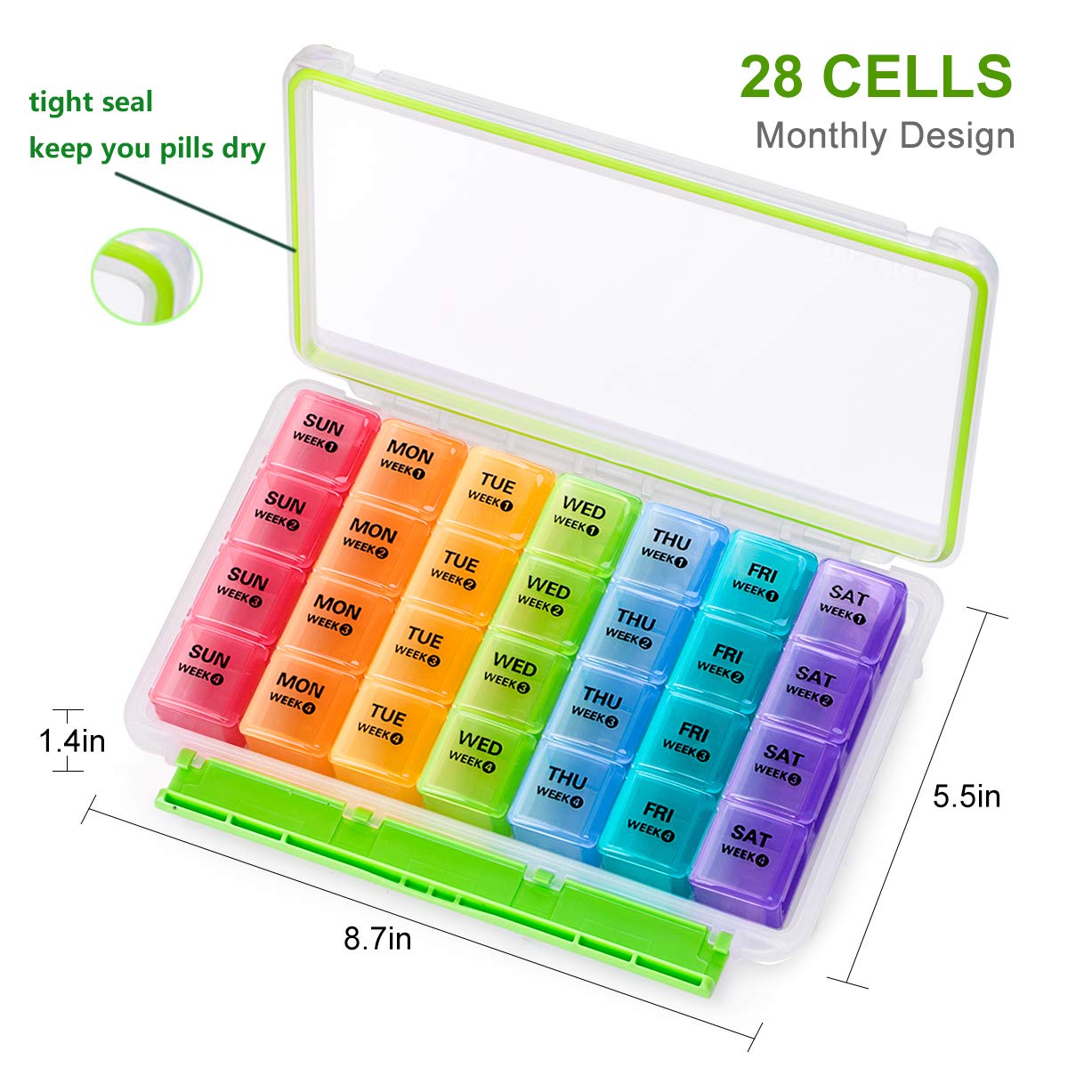 Sukuos distributeur transparent coloré, arc-en-ciel pour distinguer les suppléments